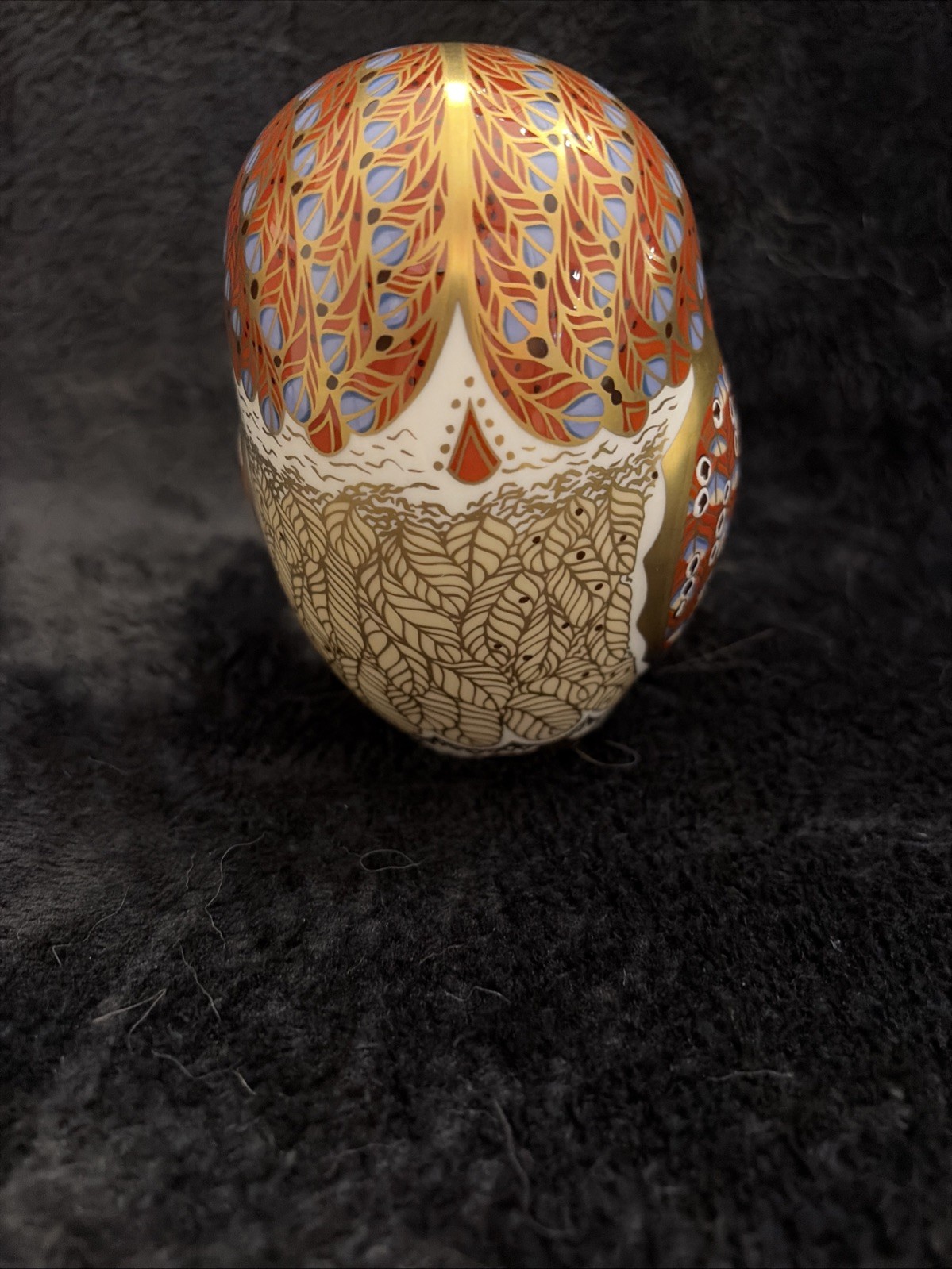 ROYAL CROWN DERBY ENGLAND OWL IMARI 4 1/4″ PAPERWEIGHT WITH GOLD STOPPER MMVI