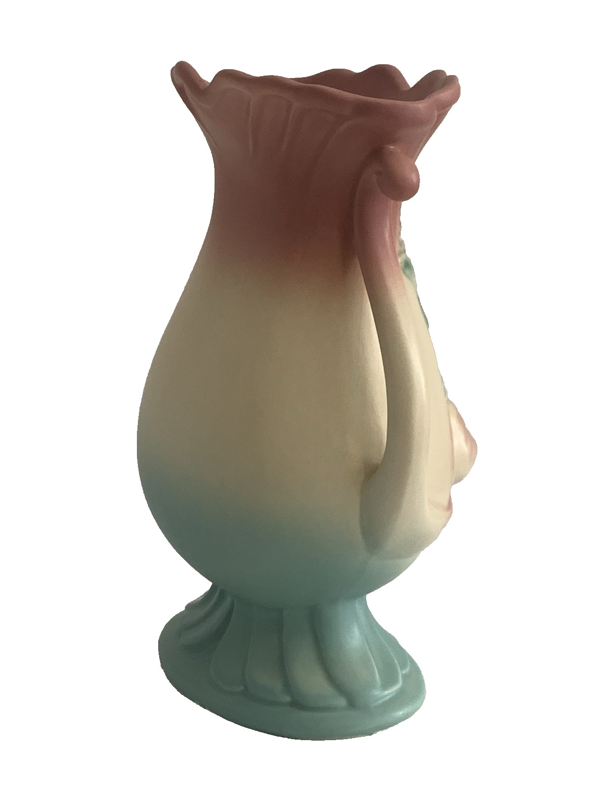 Vintage USA HULL Art Pottery Bown Knot Double Handle Vase Model B-7-8 1/2 in