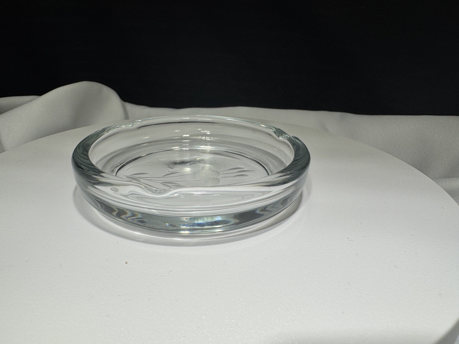 VTG Princess House Crystal Heritage Ashtray Coaster, Handblown Butter Tray