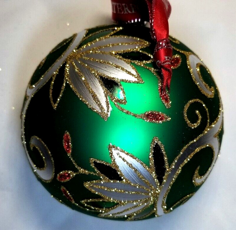 Waterford Holiday Heirlooms Emerald Scroll Reflector Ball Box w/tag # 155250