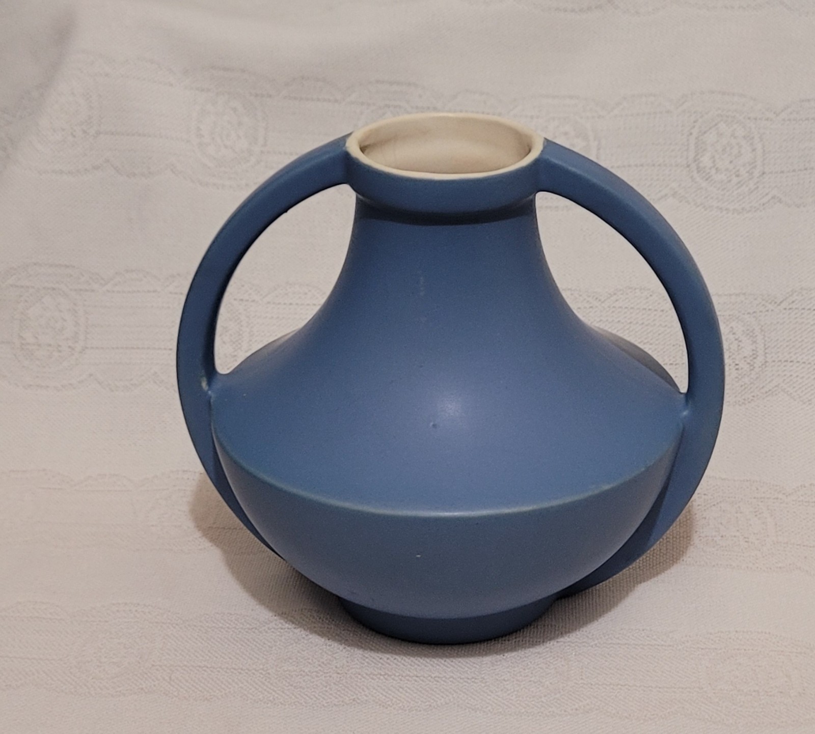 Vintage Coors Pottery Vase- Matte Blue/White interior