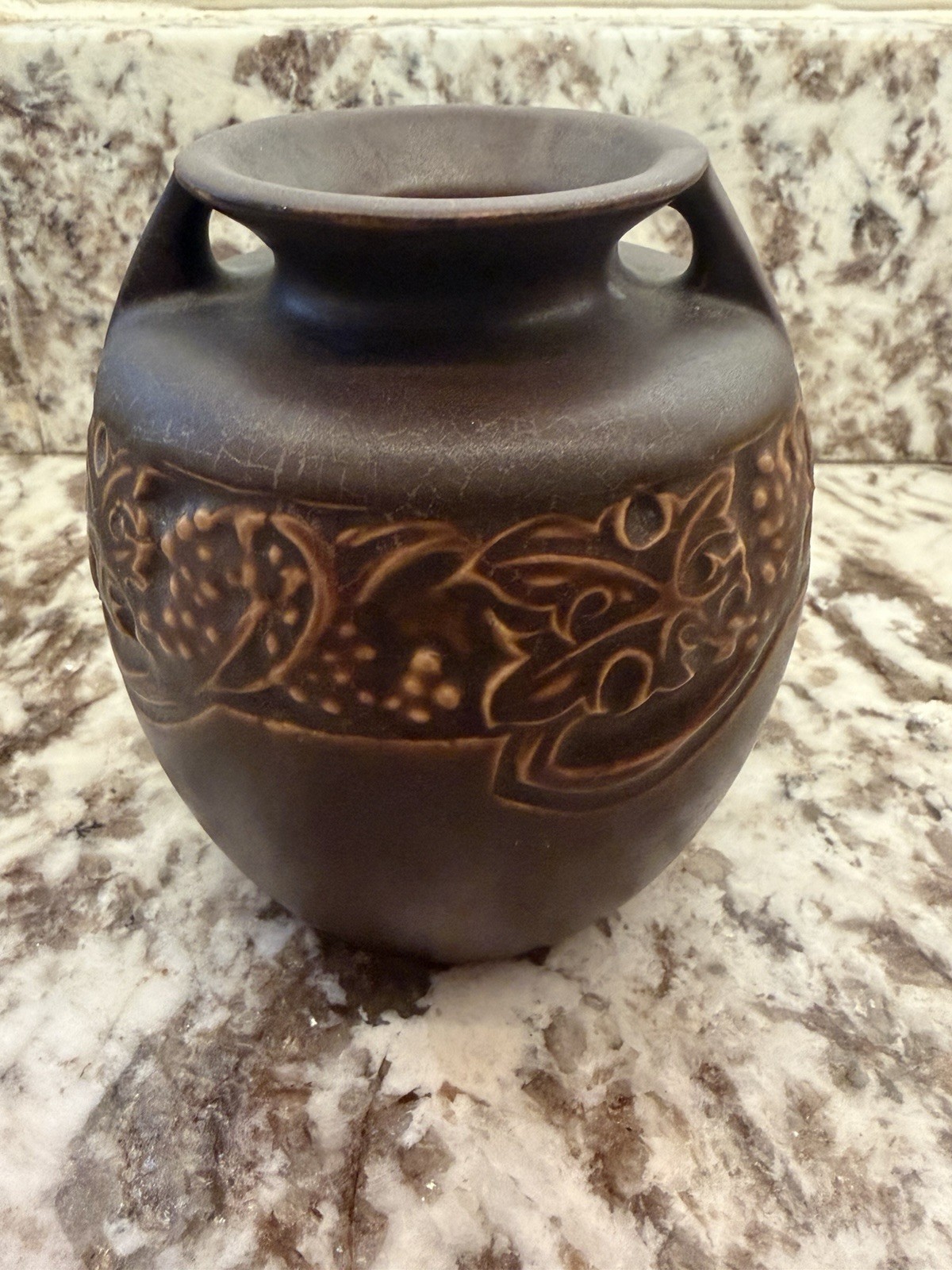 Roseville Rosecraft Vintage Brown 1925 Arts And Crafts Pottery Vase