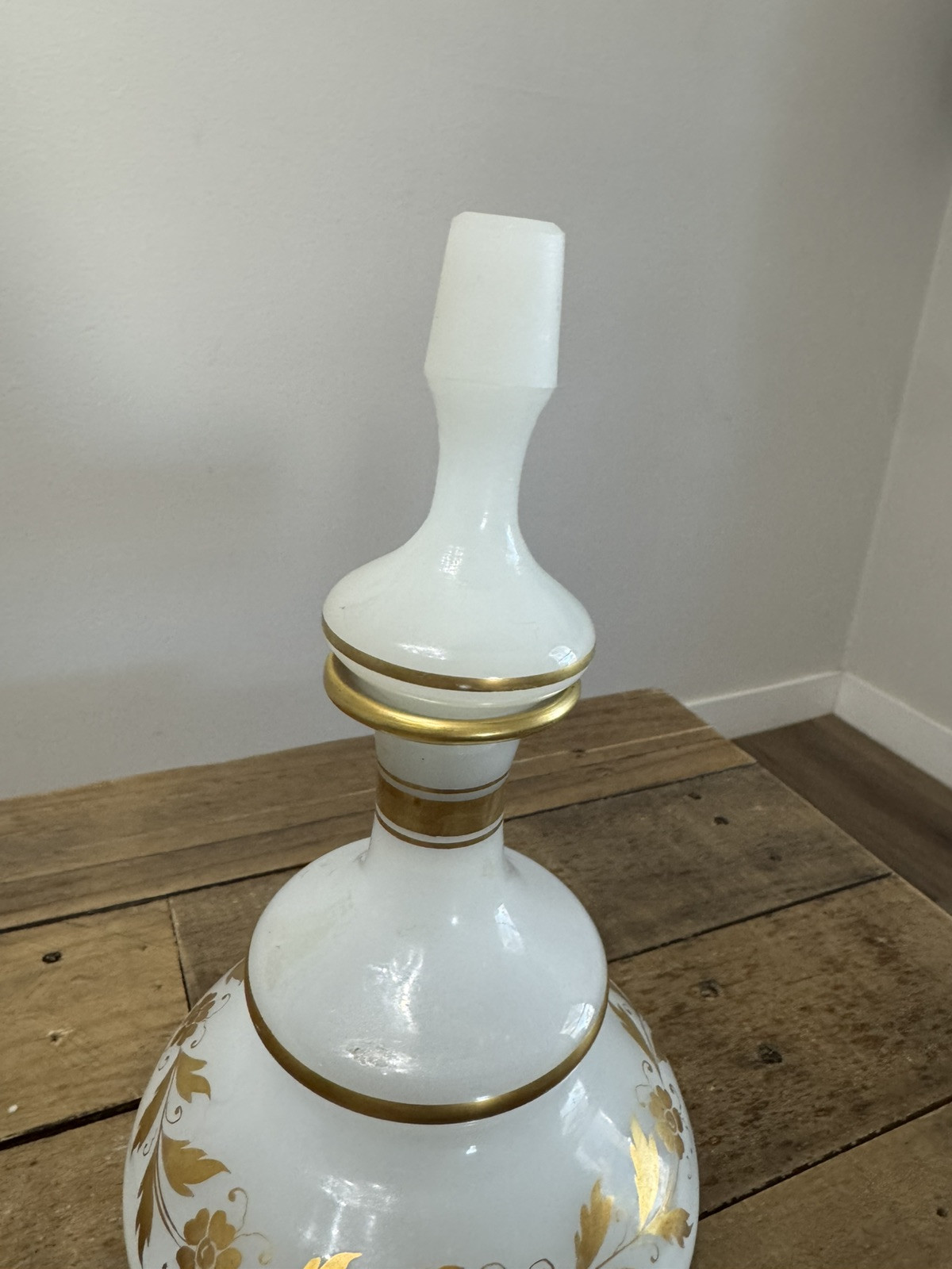 Irice West Germany Art Glass Dresser Cologne Bottle Gilding Raised Enamel