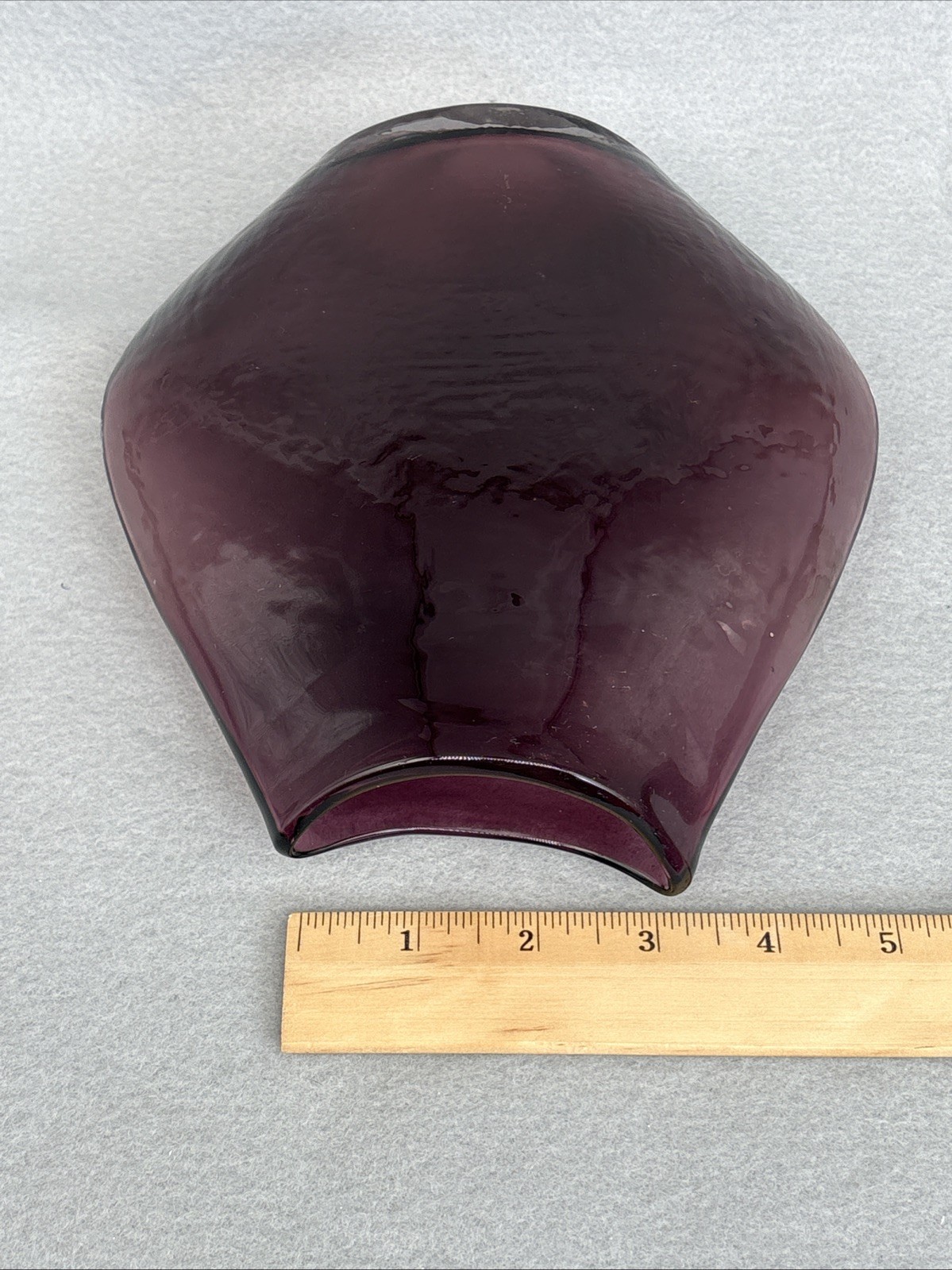 Hand Blown Amethyst Purple Glass Vase MCM Style Fish Mouth Opening-Unknown Maker
