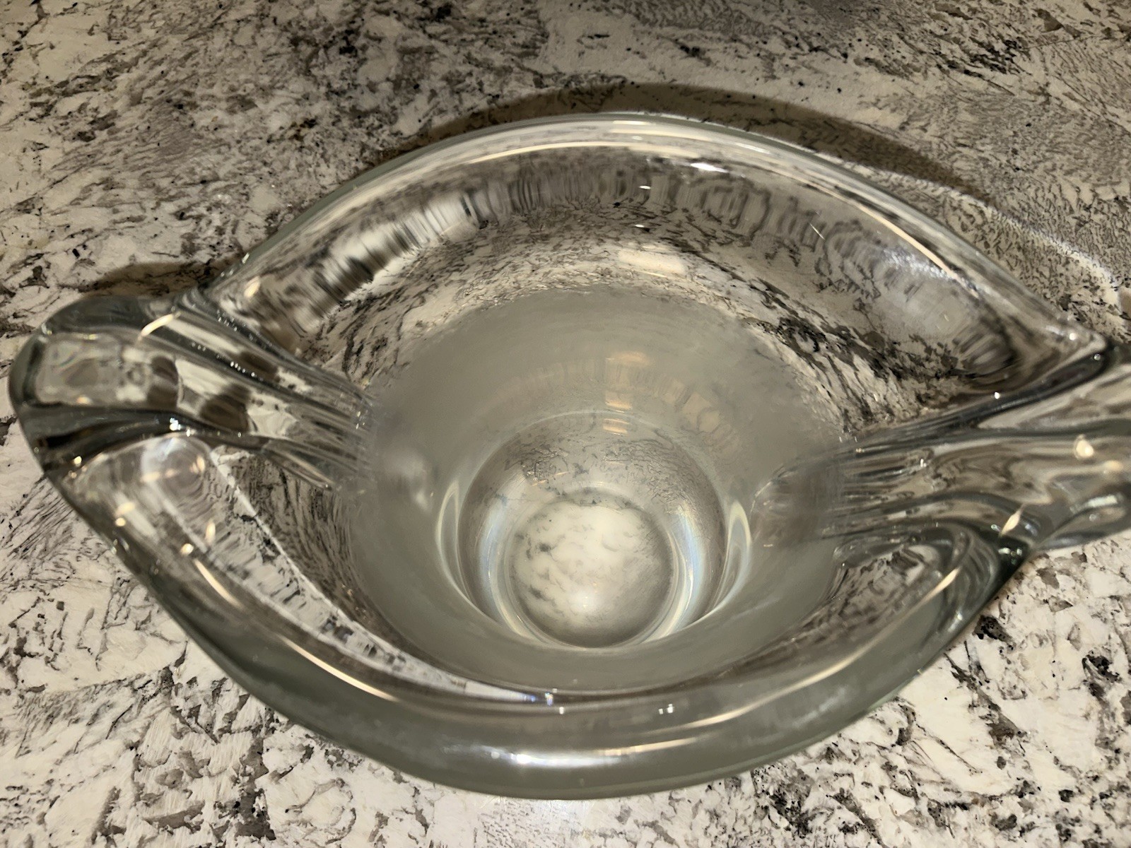 Daum France Large Signed Clear Crystal Vase Heavy Vintage Read