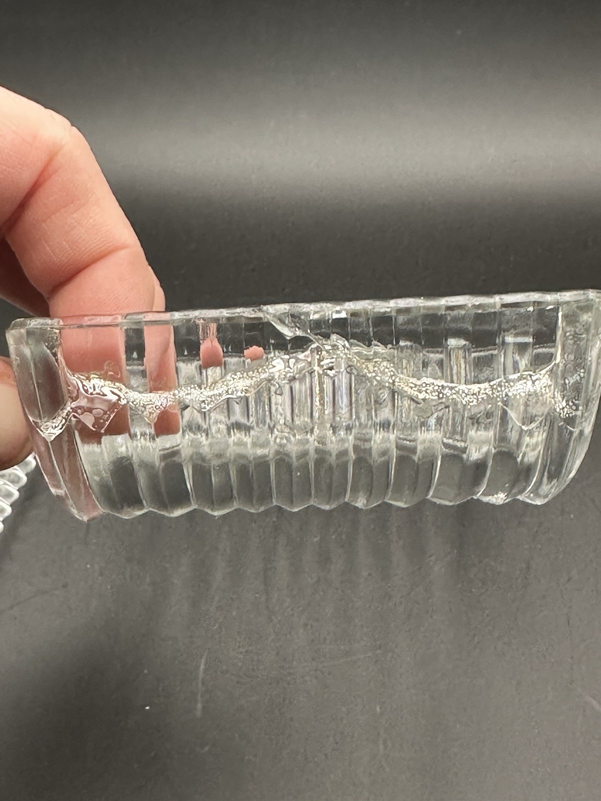 Art Deco Clear Glass Lidded Trinket Dish / Cigarette Box Holder *See description