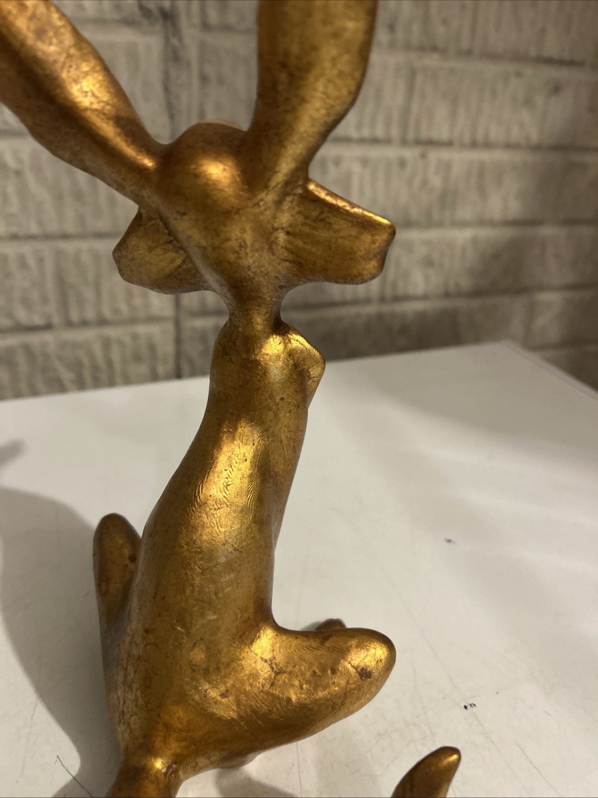 Vintage Anthony Freeman McFarlin Pottery Signed Gold Leaf Fox 9.75″