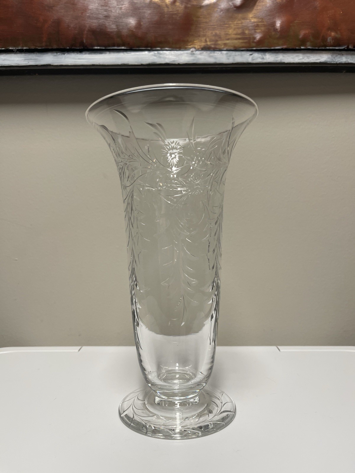 Rare Vintage Pairpoint crystal vase wheel-cut engravings – “Chelsea” pattern