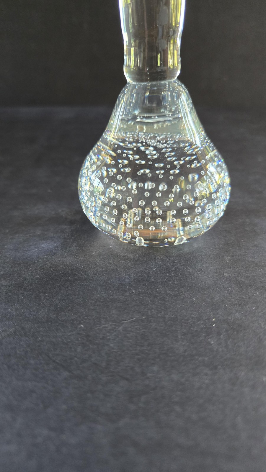 Hand Blown Clear Bubble Art Glass Bud Vase Controlled Bubbles Table Home Decor