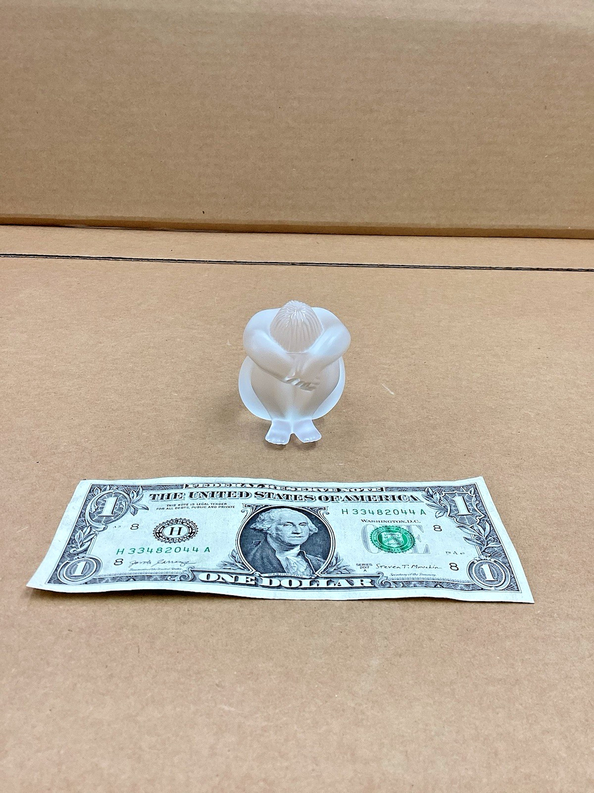 Lalique Crystal Nu Assis/Nabhi Nude Yoga Pose Head Knees Frosted Figurine