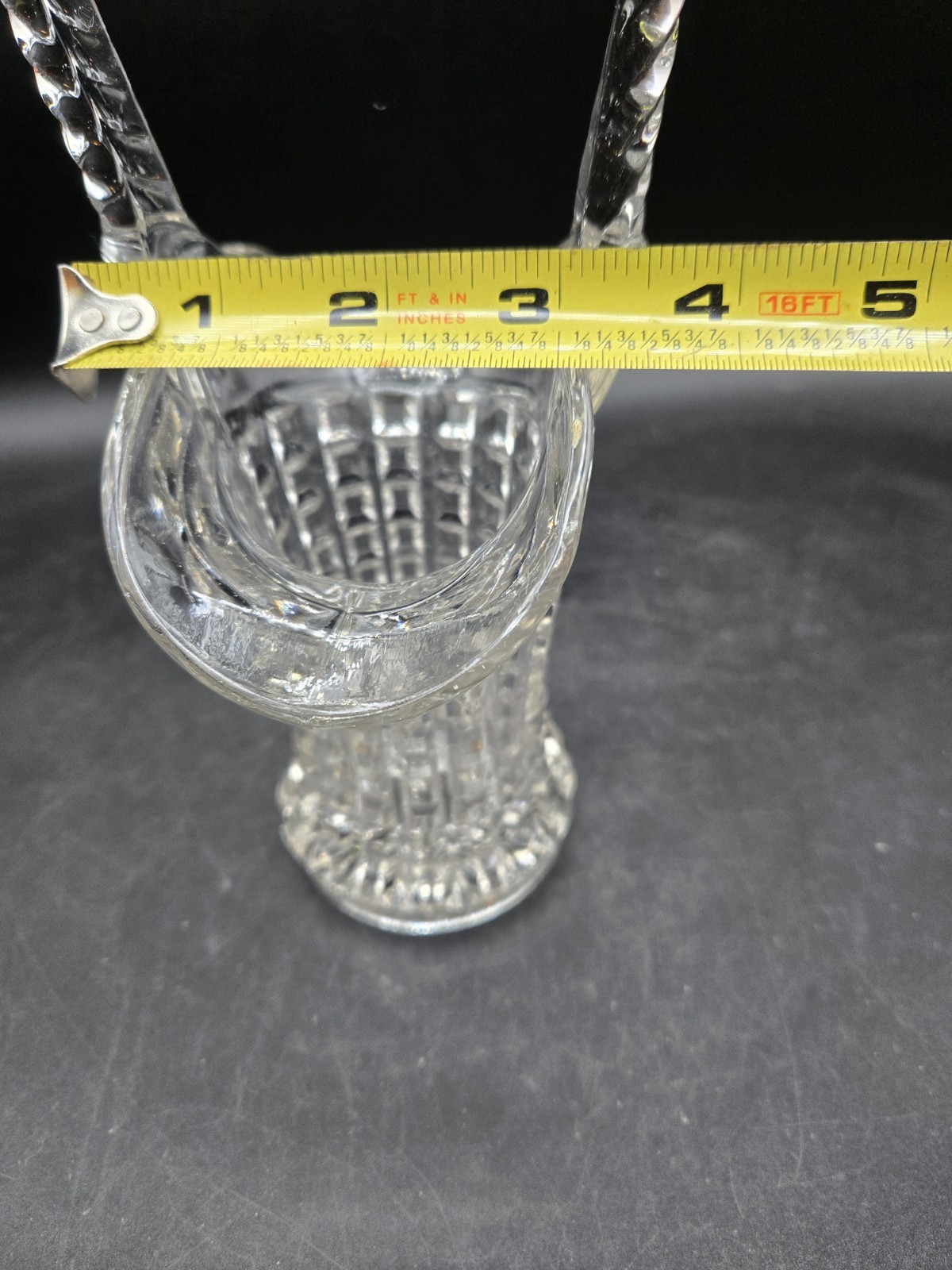 Vintage Monticello Crystal Glass Wedding Basket Imperial Glass Co. Block Waffle