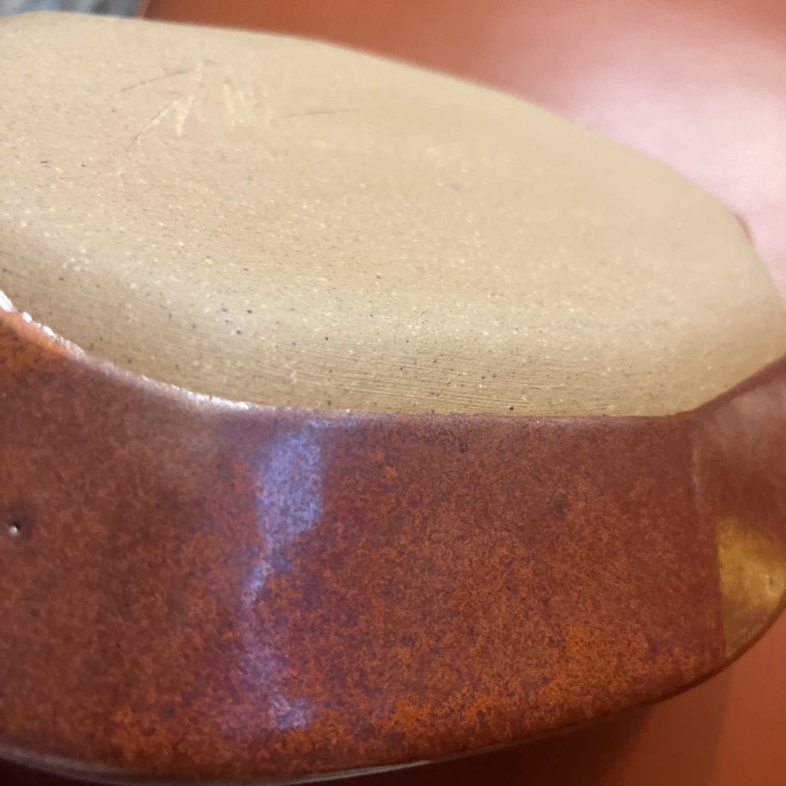 Pottery Ceramic Dish Platter Tray Abstract Tan Ben Beige Blue Decorative Shape