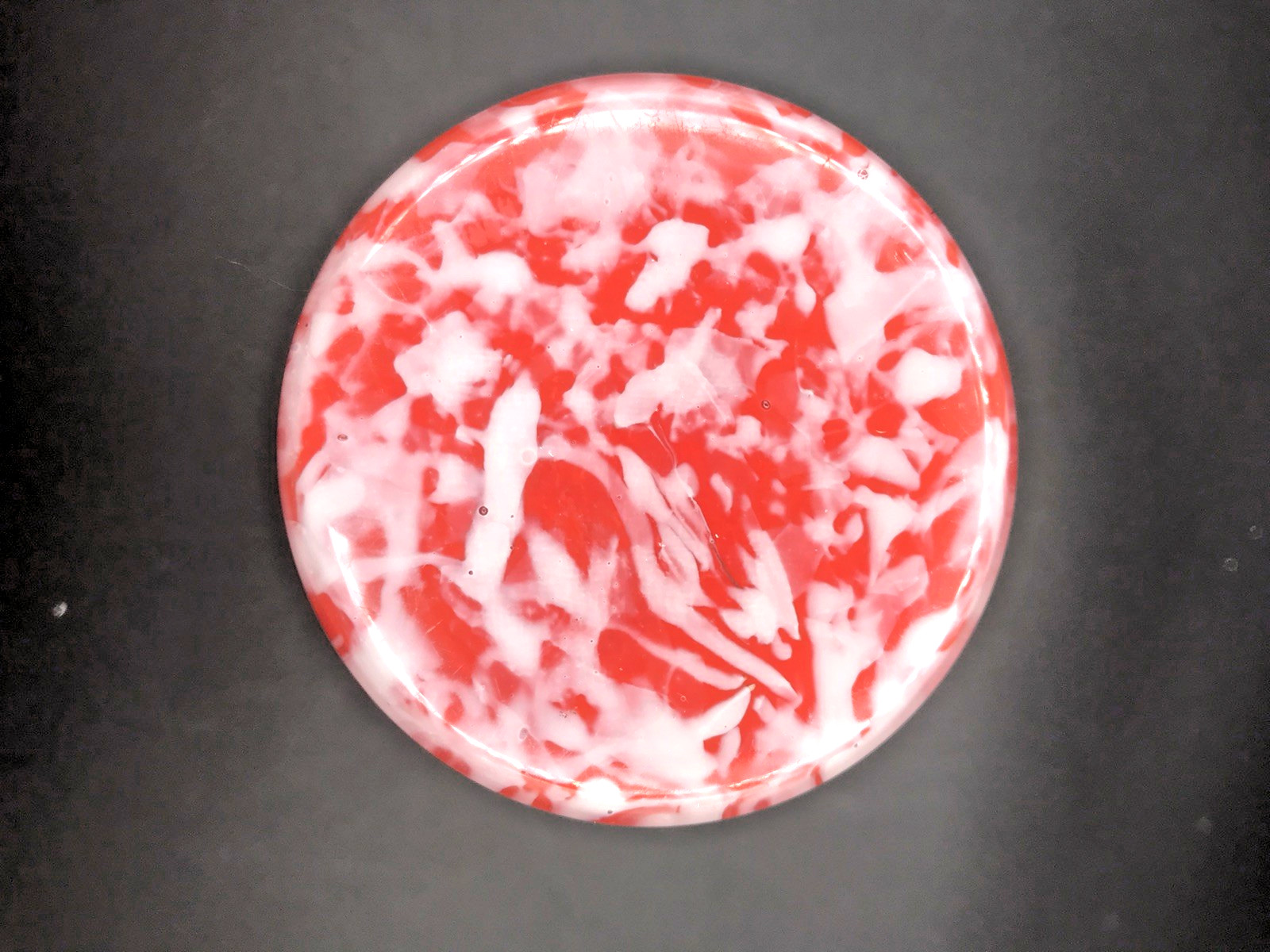 Stunning VTG Czechoslovkia Red/Tangerine & White Glass with Black Wrapped Snake