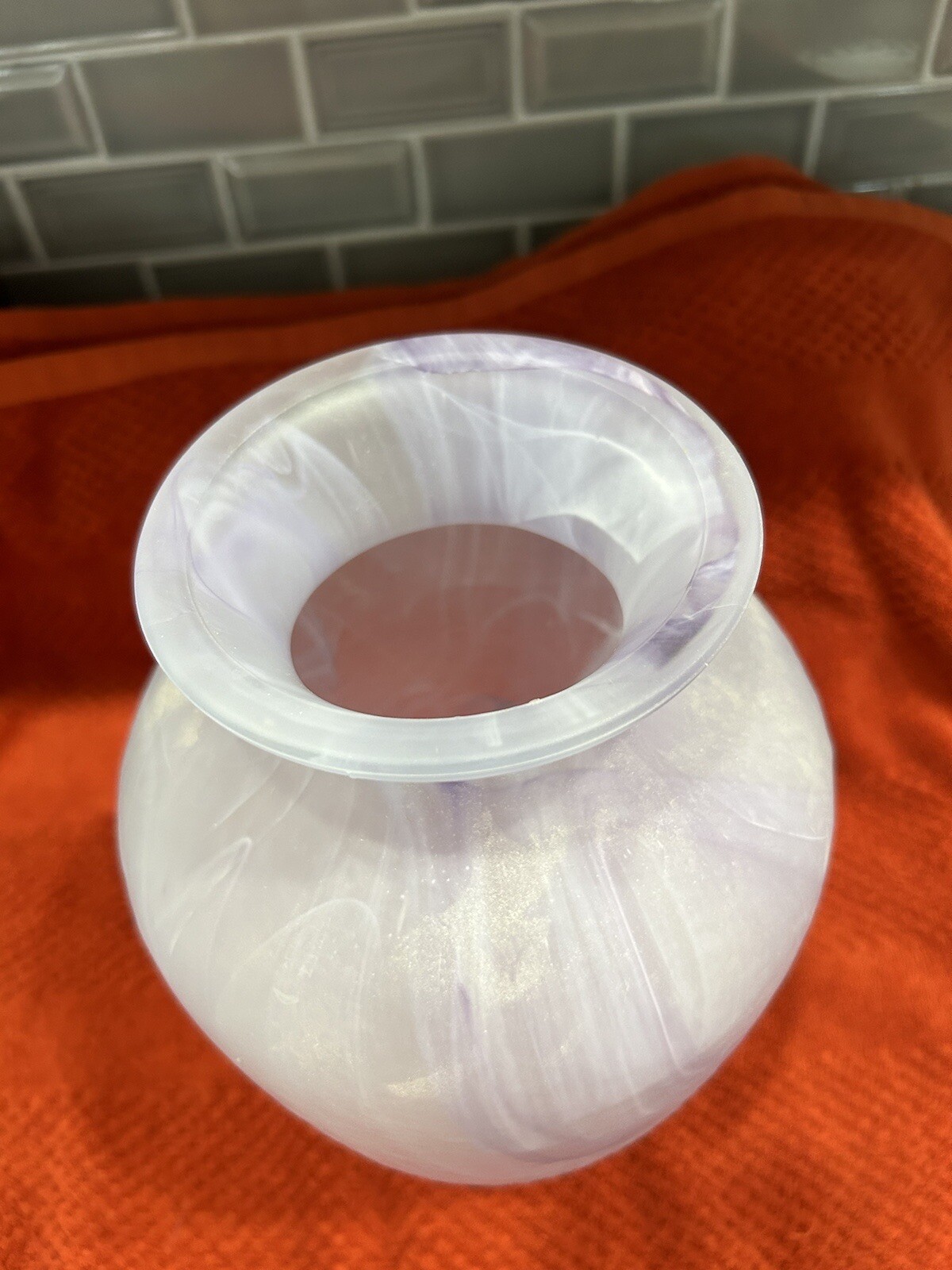 Purple 12 1/2 “ T satin Finish Glass Vase 4.75” D Unmarked ￼