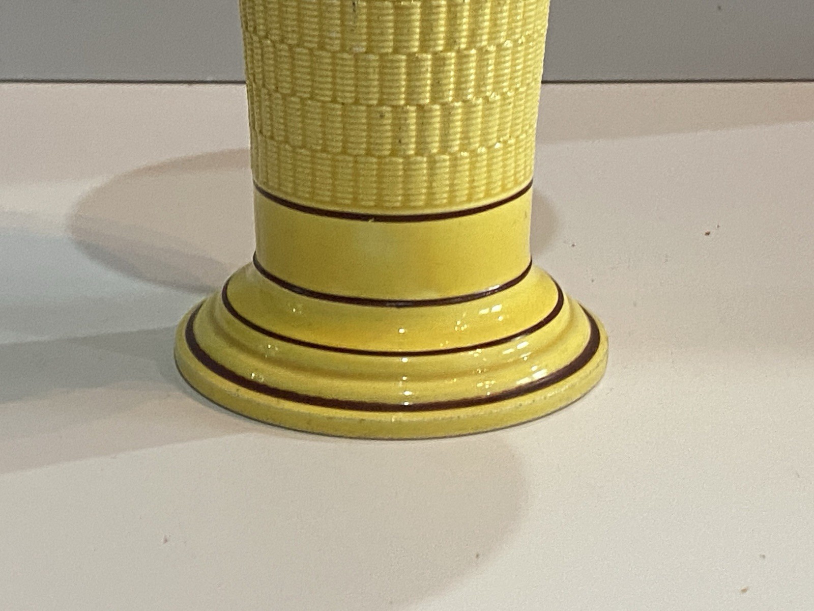 Staffordshire Canary Floral Spill Vase Ca. 1820 Yellow Engine Turning
