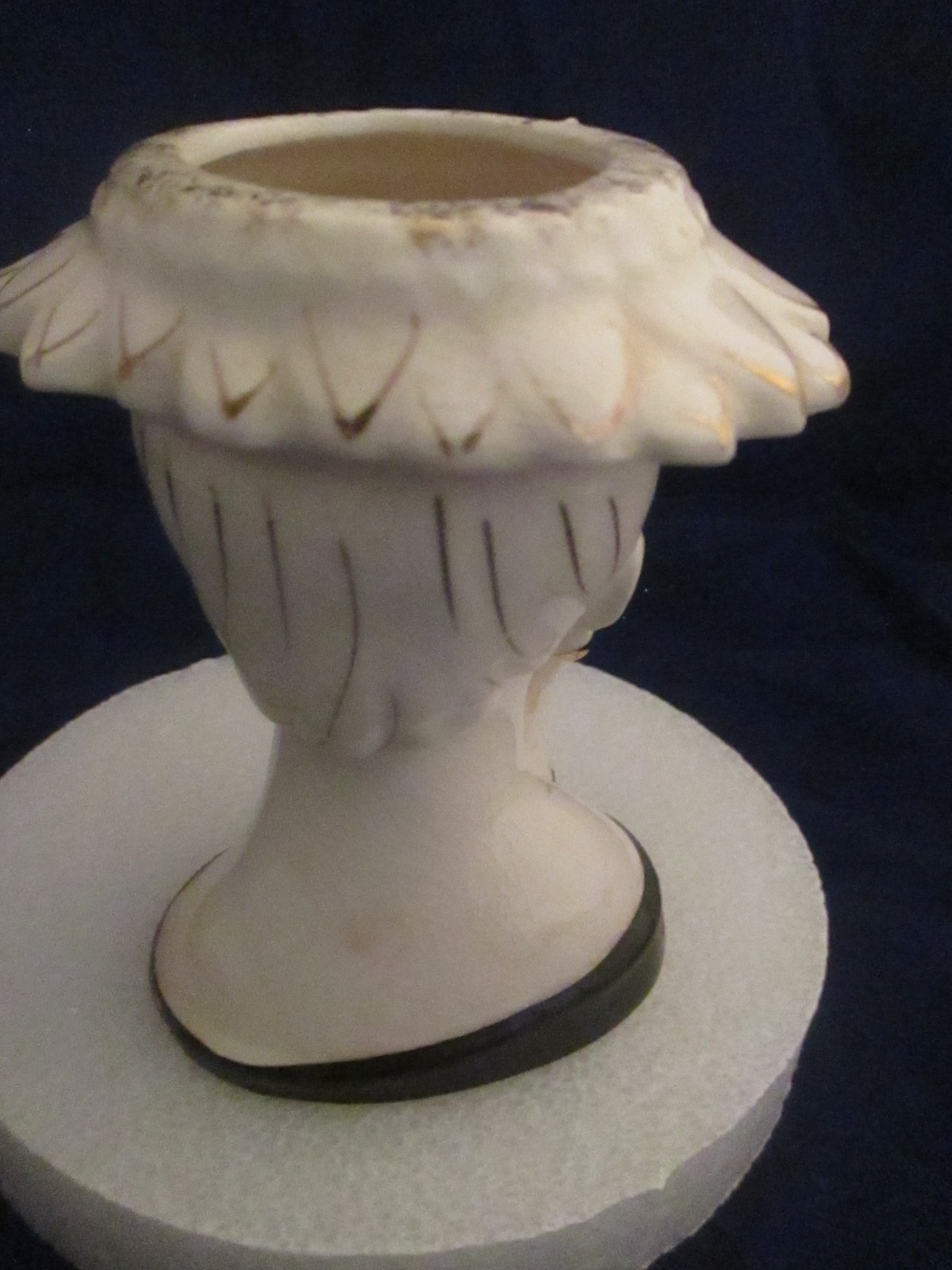 Vintage Lady Head Vase 4″ IRICE Japan 1950 Gold Eyelashes / Earrings Rare Find