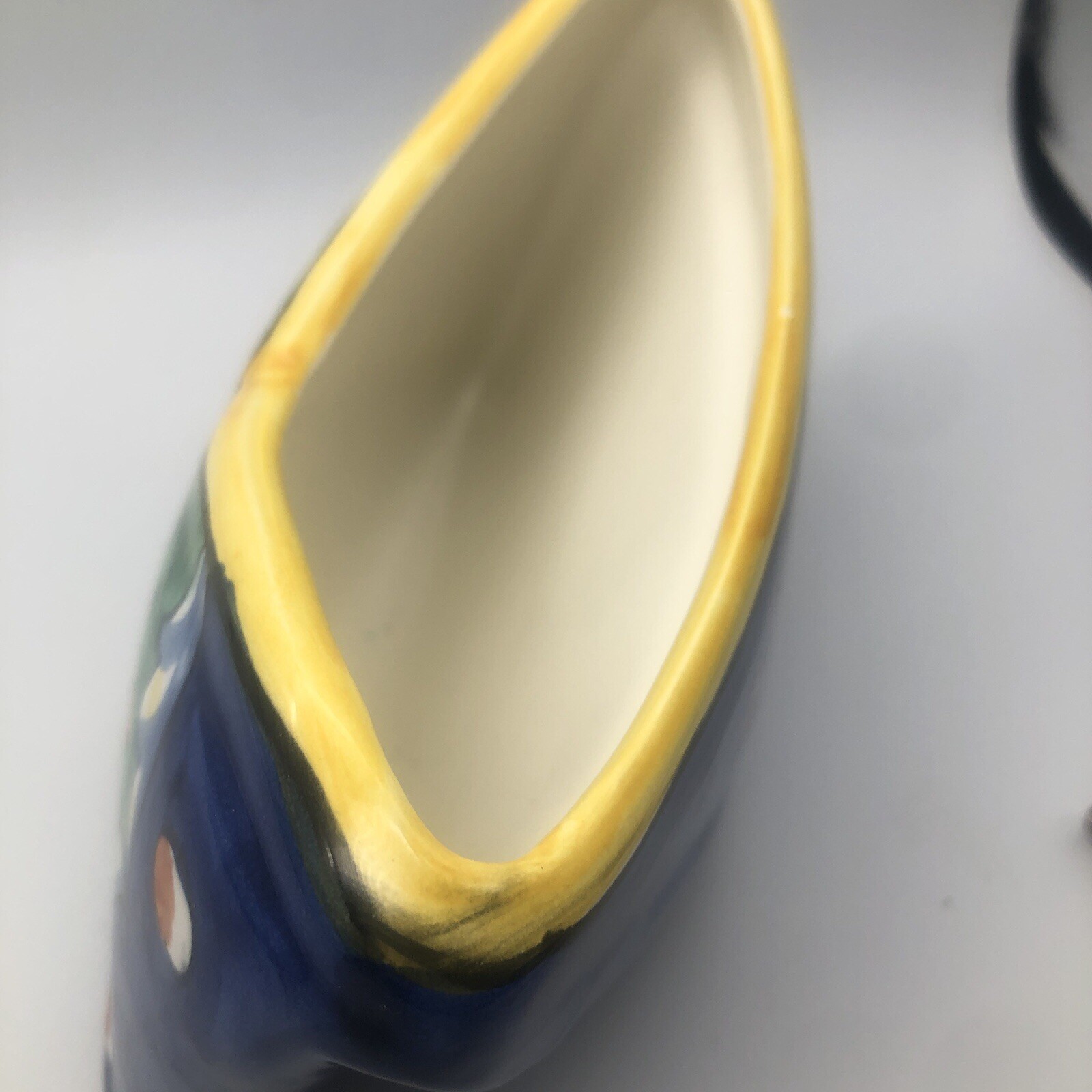 Italian Hand Painted Pocket Planter Basin Art Pottery Amalfi Italy Free Standing