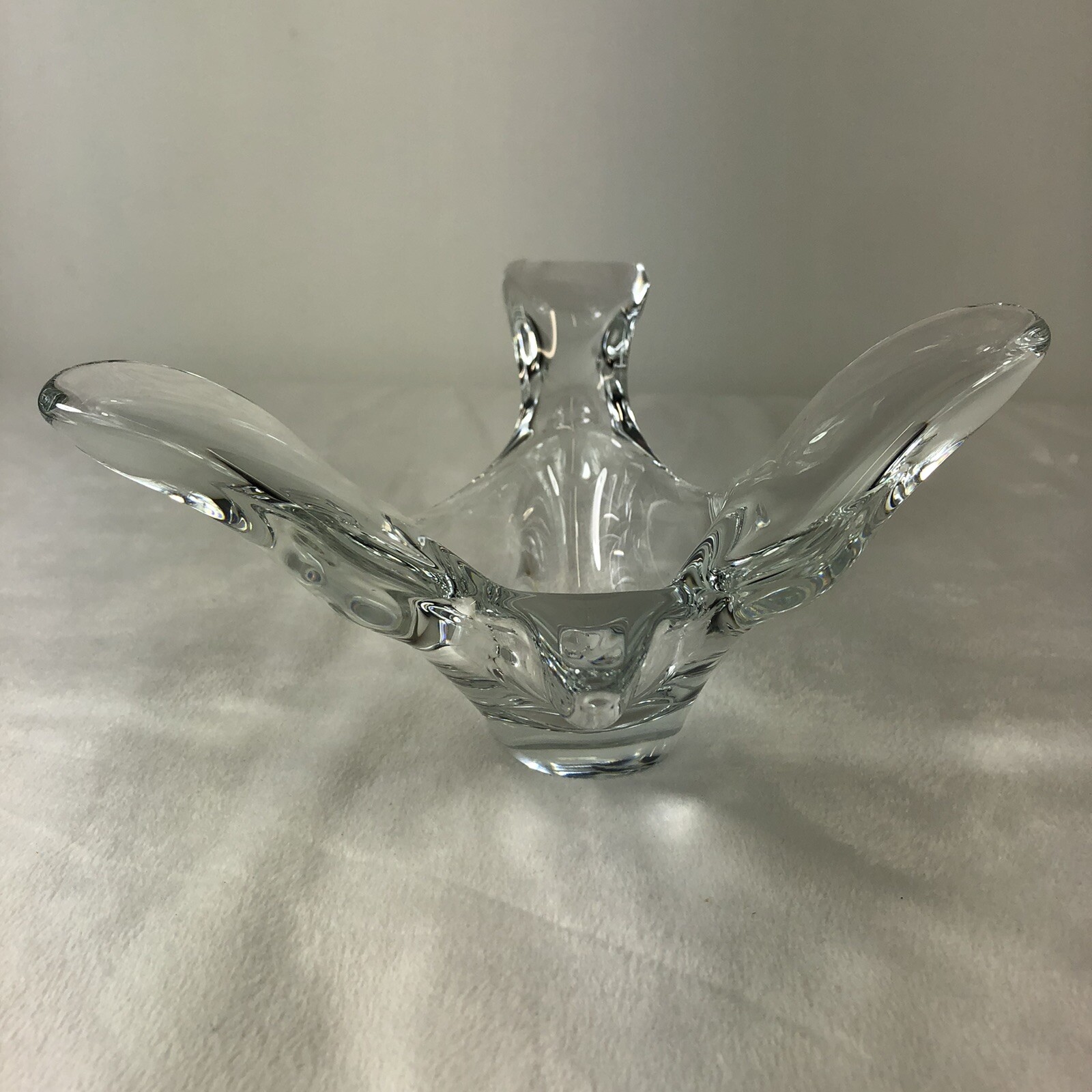 Princess House Lead Crystal Flying Turtle Dove Bird Candy Dish Votive Holder