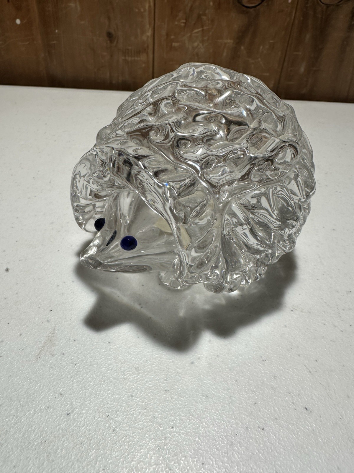 Vintage USSR Soviet Crystal Hedgehog Figurine, Glass Hedgehog