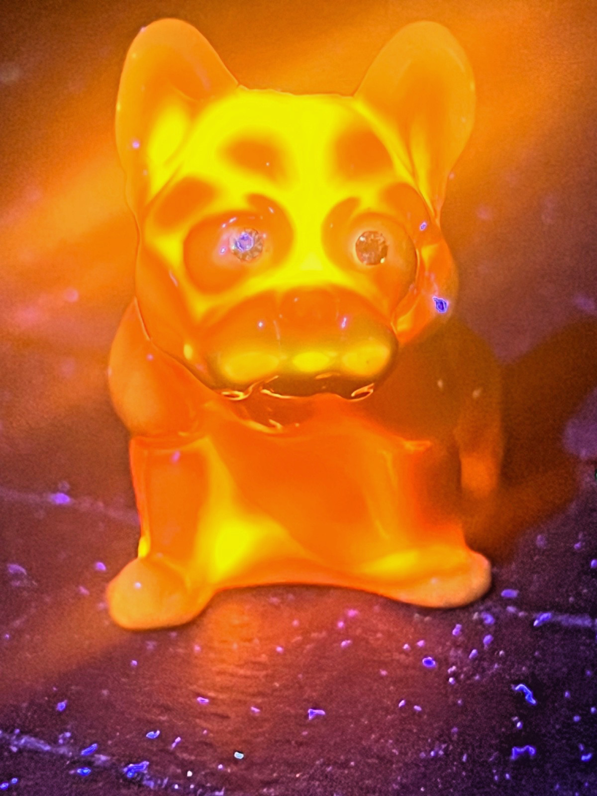 Solid Glass Bull Dog Figurine w/eyes – Dandelion – Mosser Glass, USA