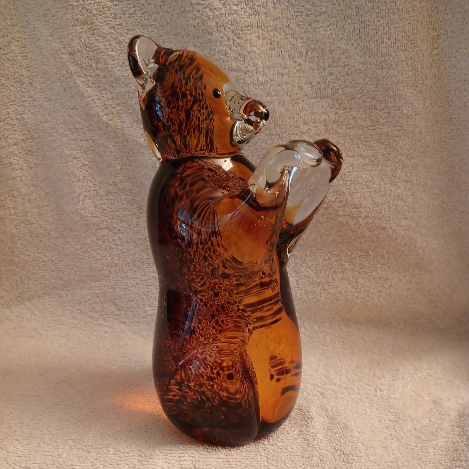 Murano Amber Art SolidGlass Bear 8 1/2 x 4 1/2 x 4″