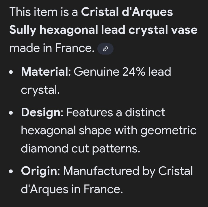 Cristal D’Arques-Durand Sully VASE 5″ France Hexagonal Crystal Flower Vintage