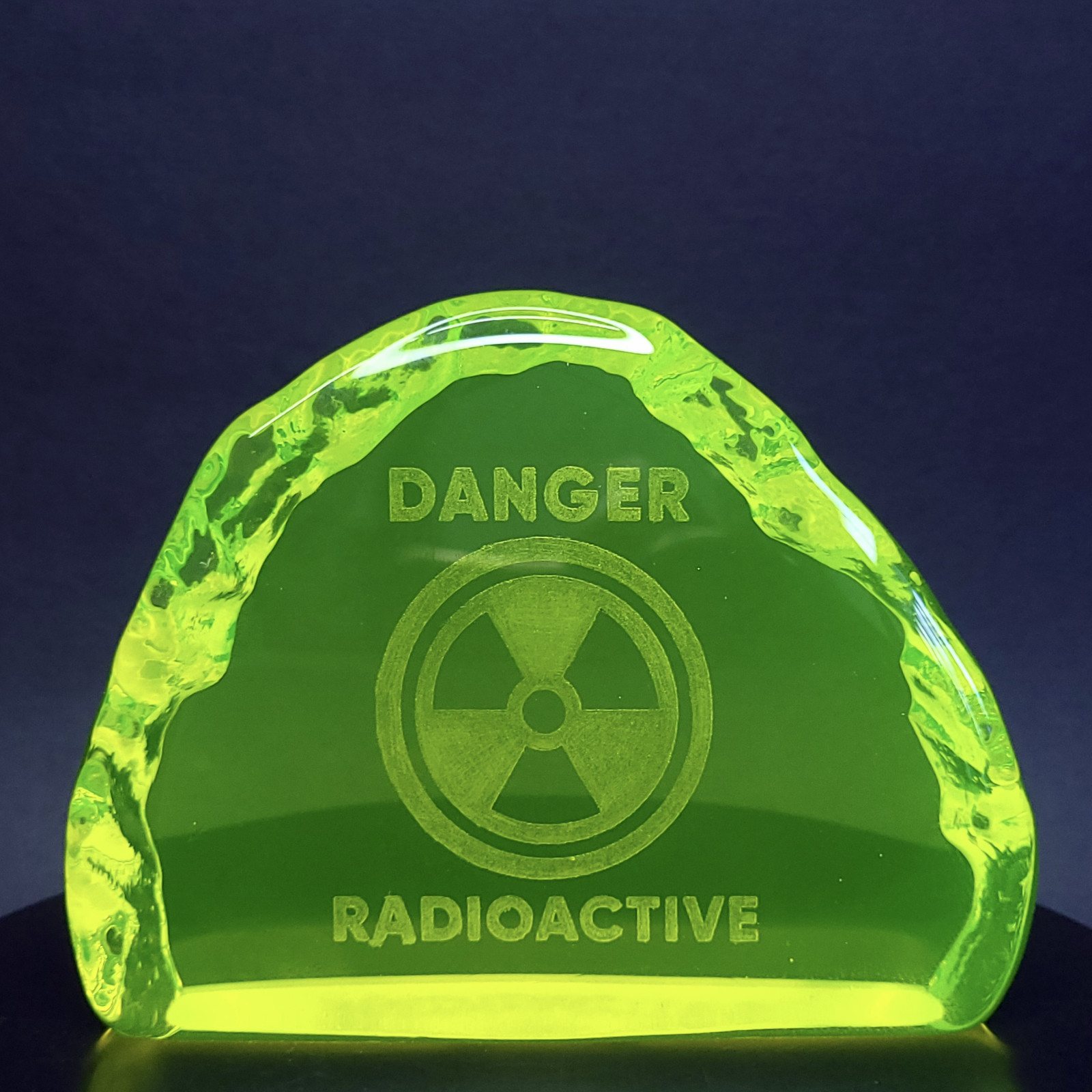 Rare Uranium Glass Figurine Vaseline Yellow Glass Statuette Rock Art Glass