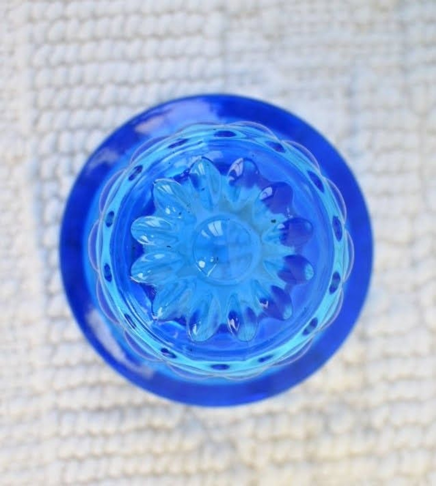 Vintage Counterpoint San Francisco Handblown Blue Glass Jar With Lid Japan