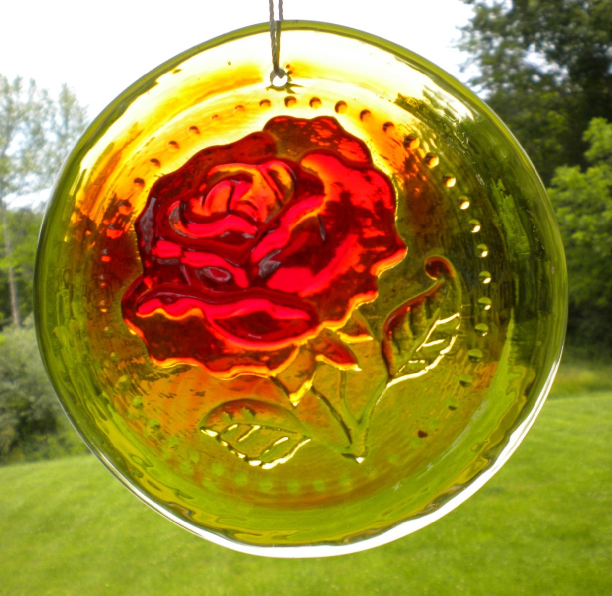 Blenko Glass Suncatcher – Rose – Tangerine