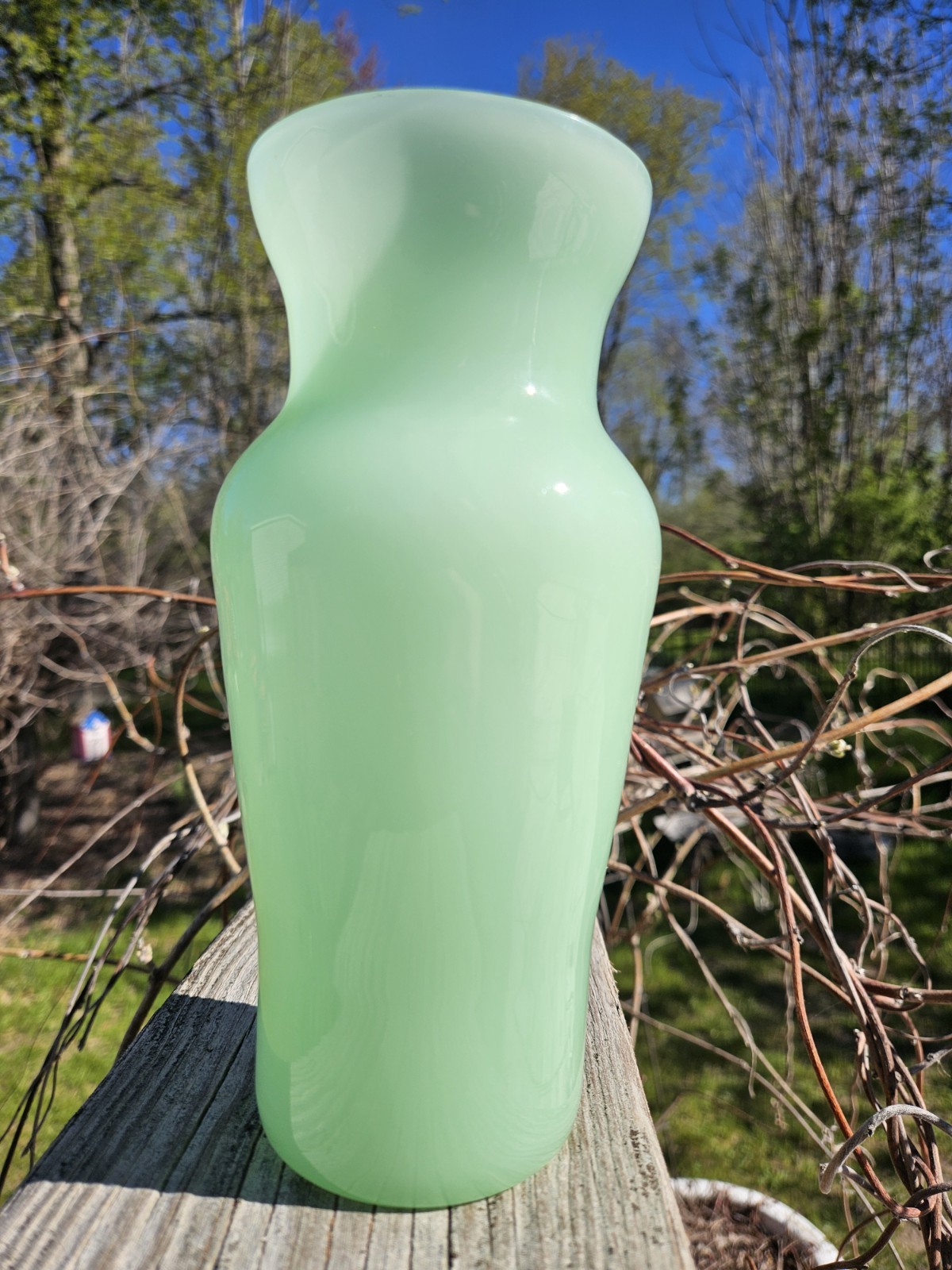 Jadeite Jade Colored Glass Vase