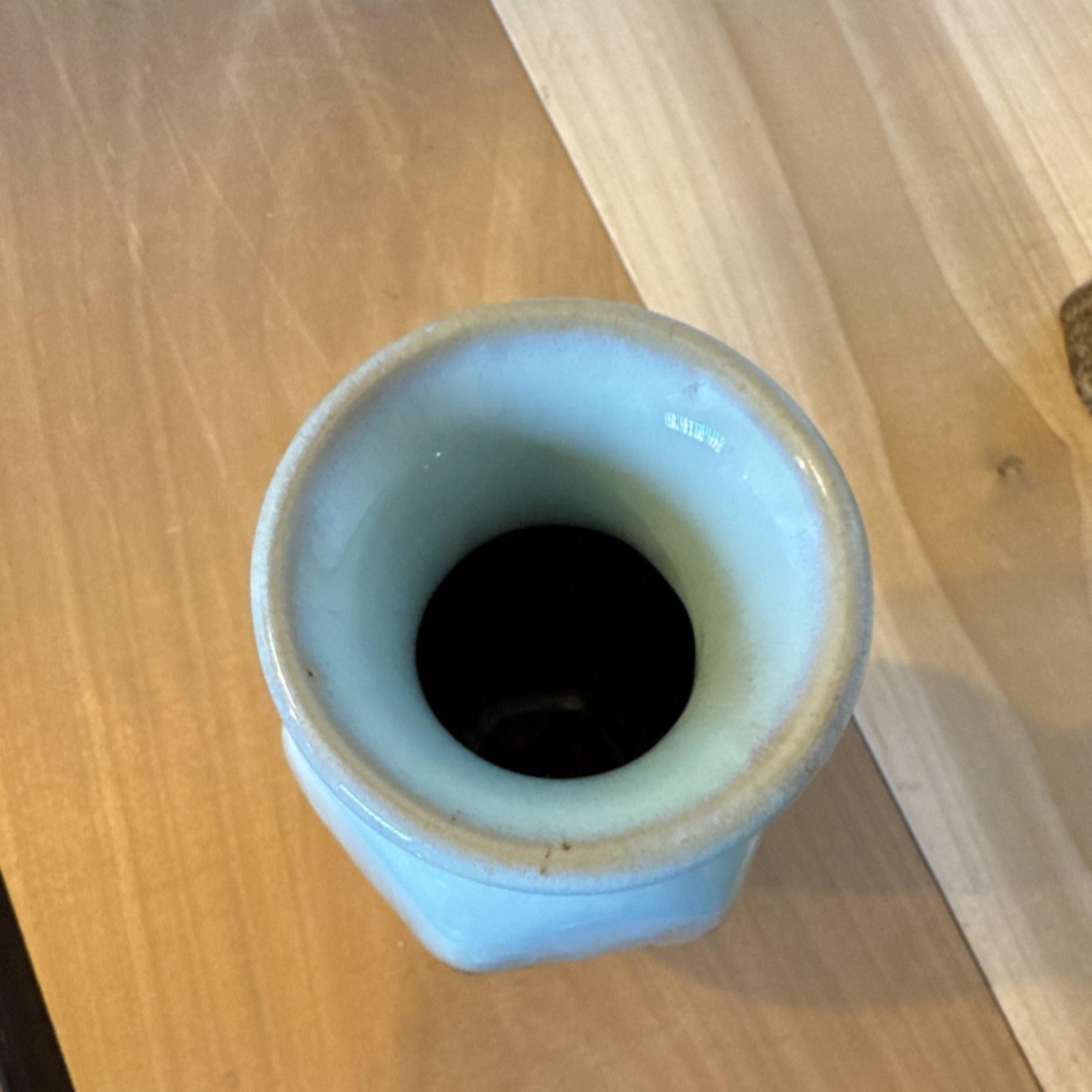 Pair Ceramic Drip Glaze Bud Vases Turquoise Light Blue Brown Art Pottery Glossy