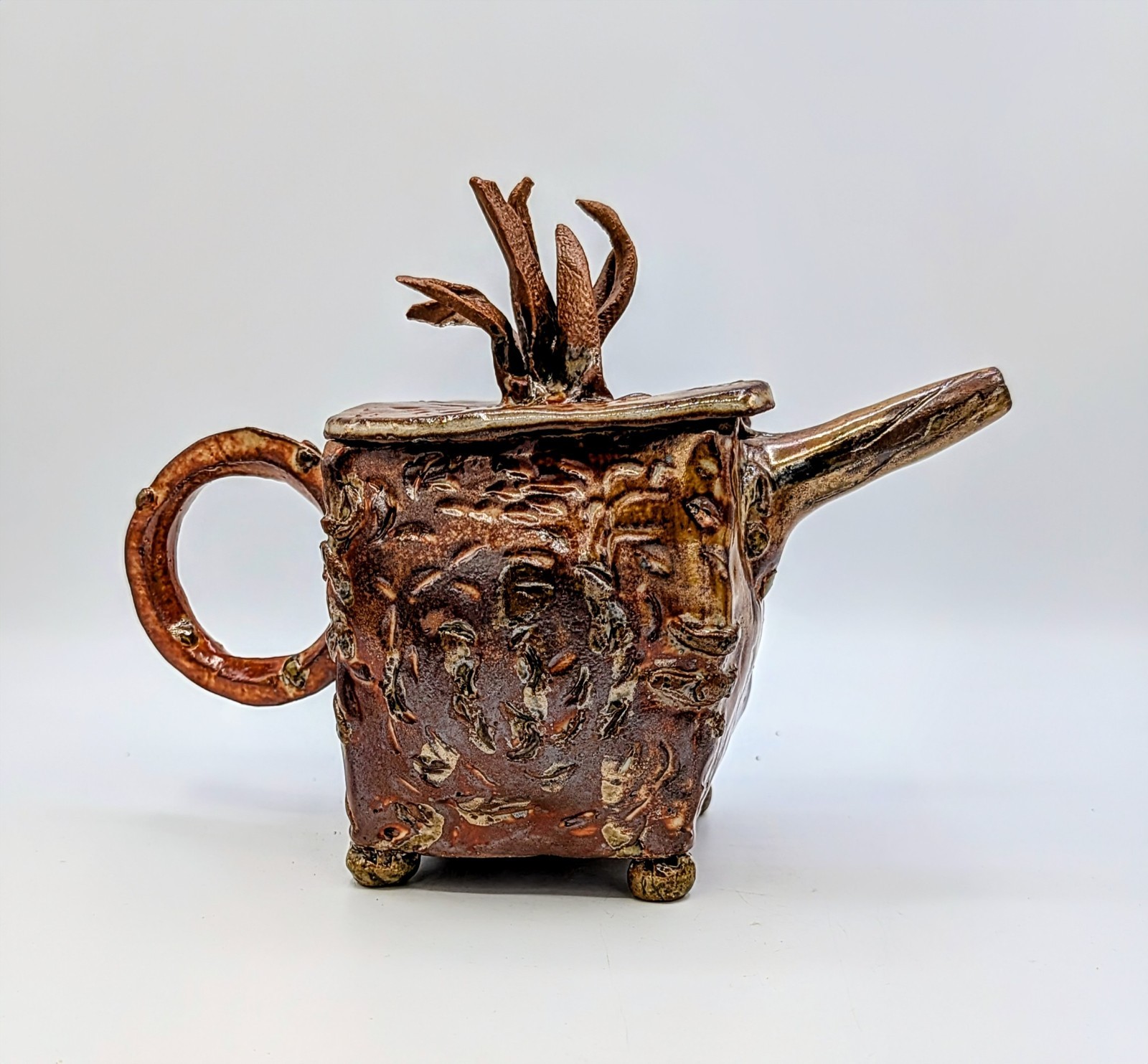 Signed Studio Pottery Lidded Teapot Sculpture Art Pottery Vessel 7″ Handmade