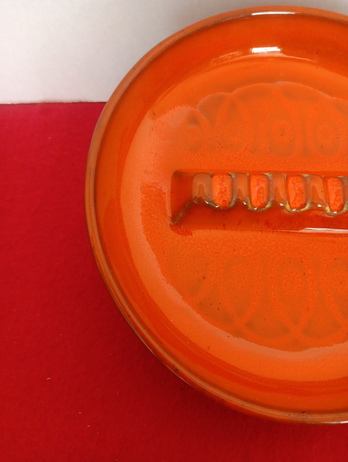 MCM Retro Atomic Orange Royal Haeger Cigarette Cigar Ashtray VIntage R1894 USA