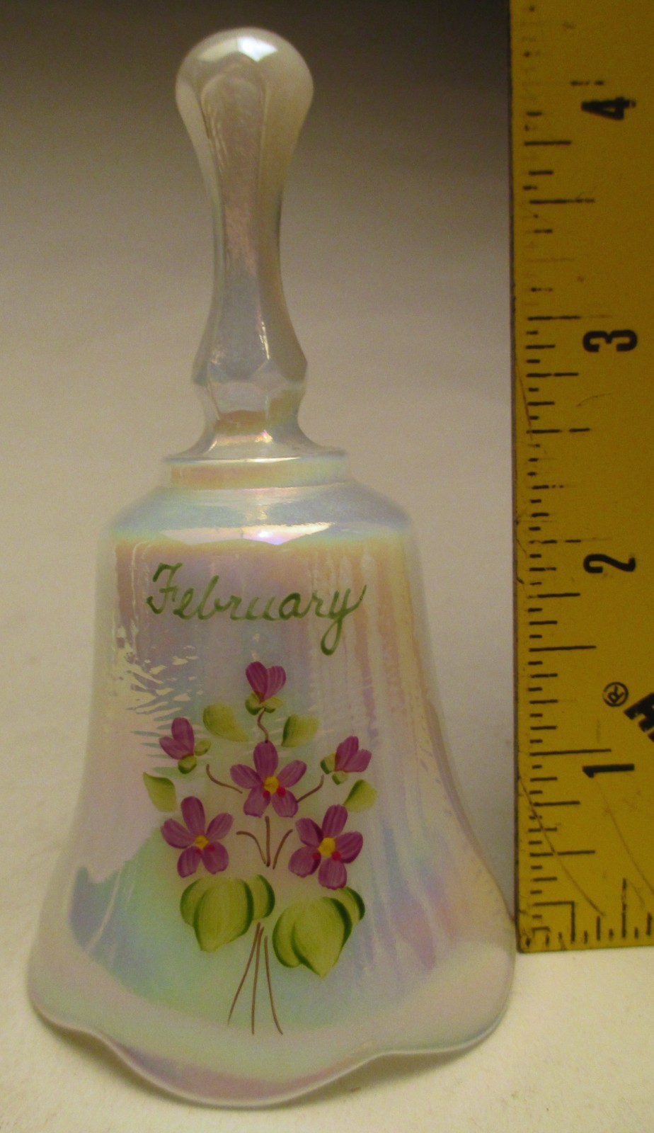 Fenton HP by Martha Reynolds Birthday Flower Petite Bell Violets for February