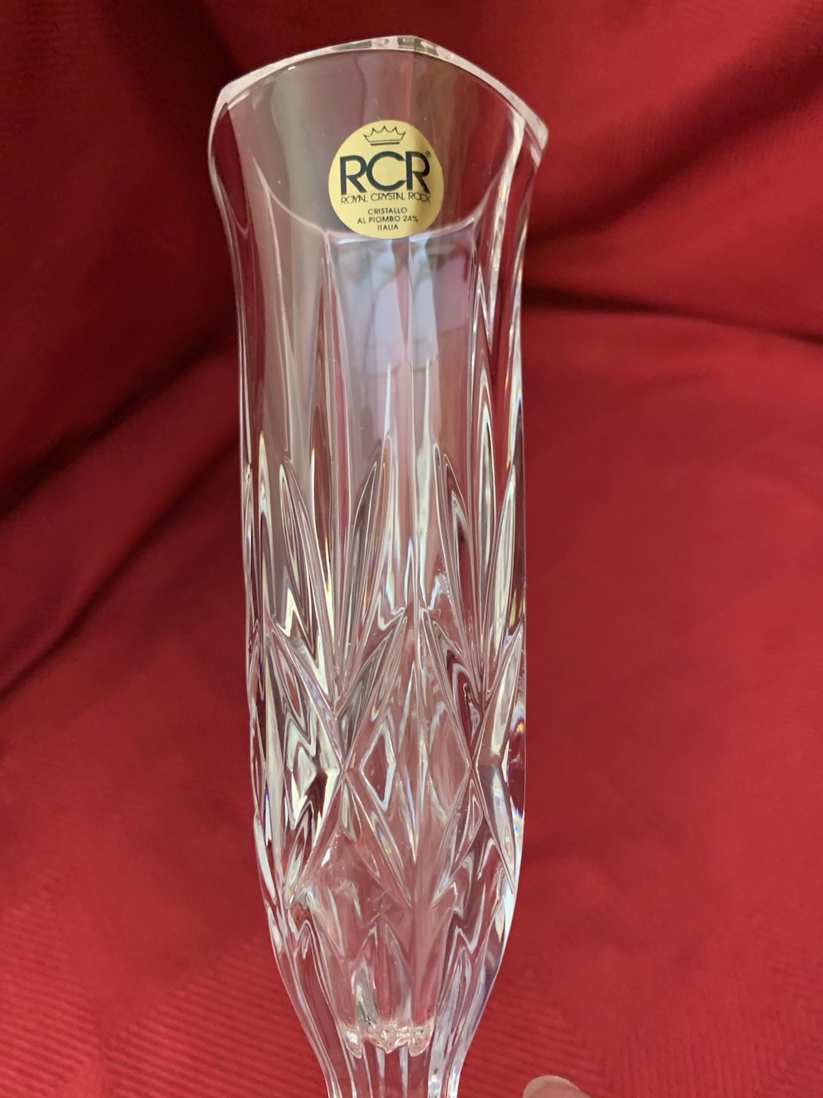 RCR ROYAL CRYSTAL ROCK FOOTED BUD VASE MADE IN ITALY 6-5/8″ HIGH