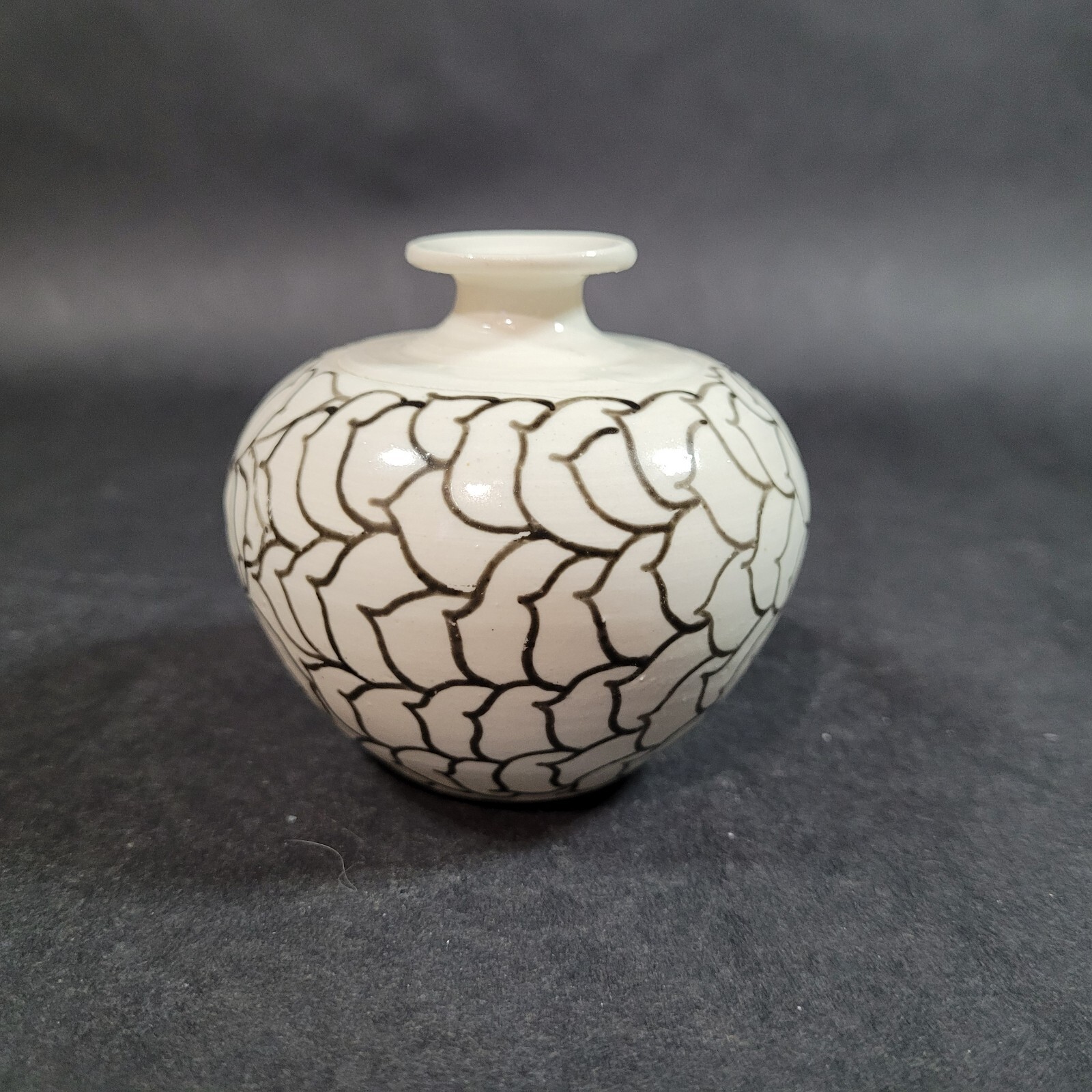 Studio Pottery Weed Pot Bud Vase Artist Signed 3 inch tall hand painted