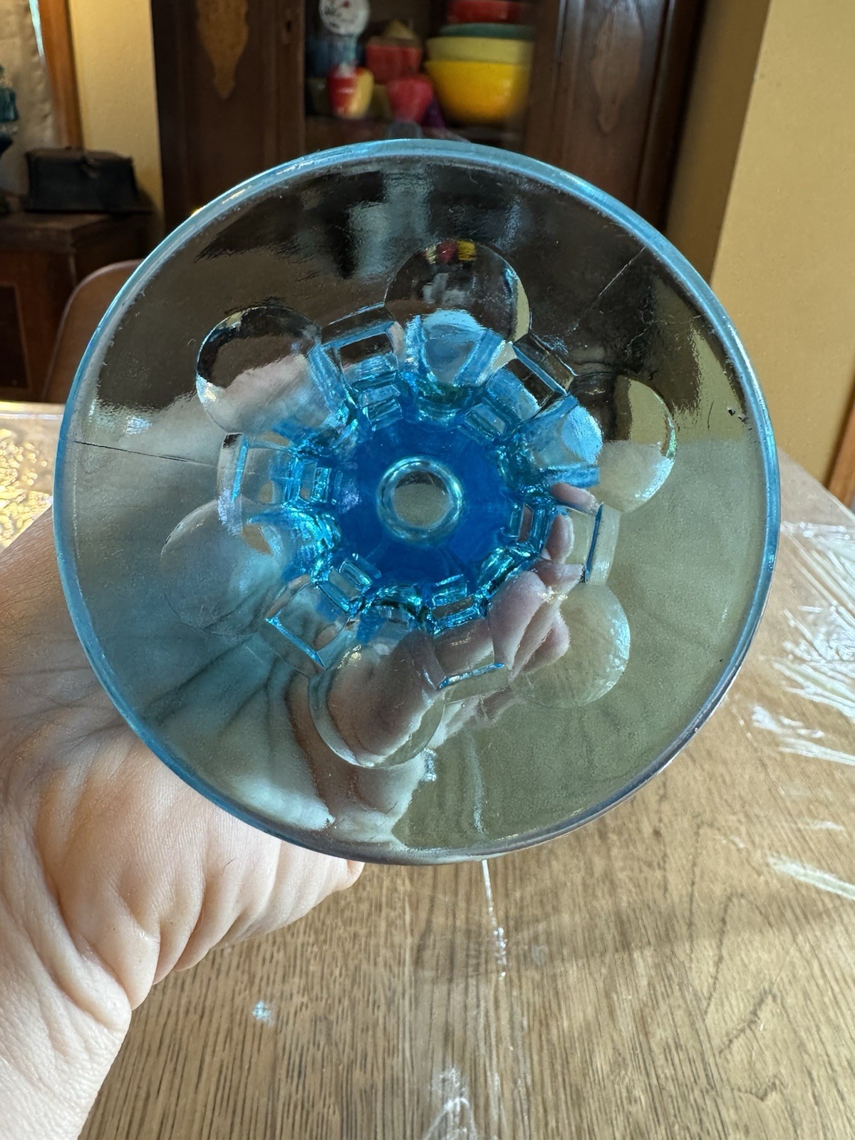 Jefferson Glass Blue Opalescent Vase – Victorian Zipper & Loop Design