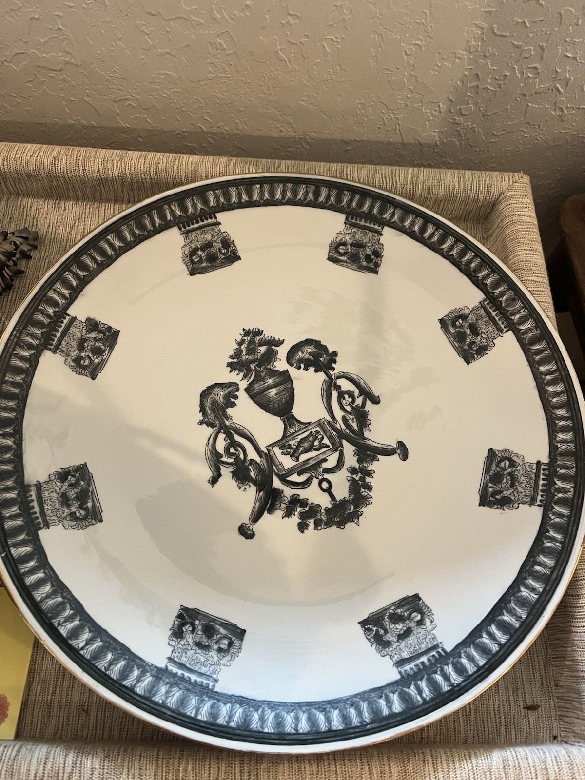 Beautiful Large Black And White Platter
