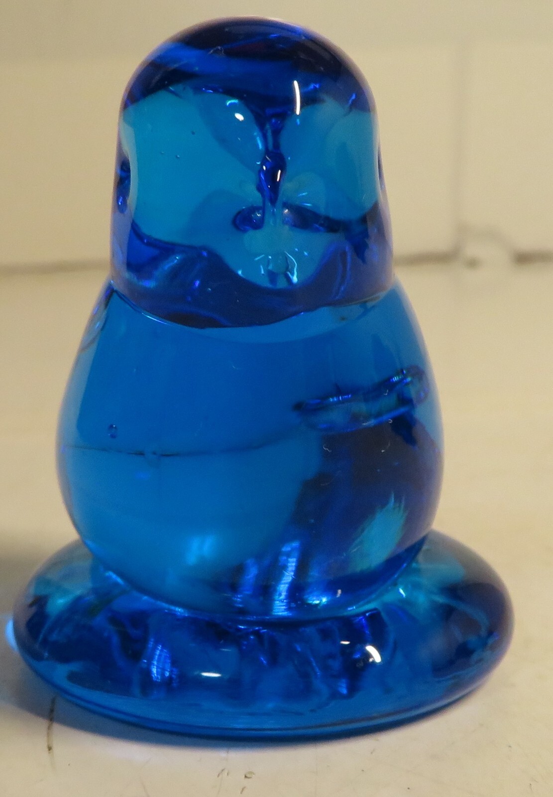 Vintage Bluebird of Happiness Chick Baby Blu Glass Figurine Signed Leo Ward 1993