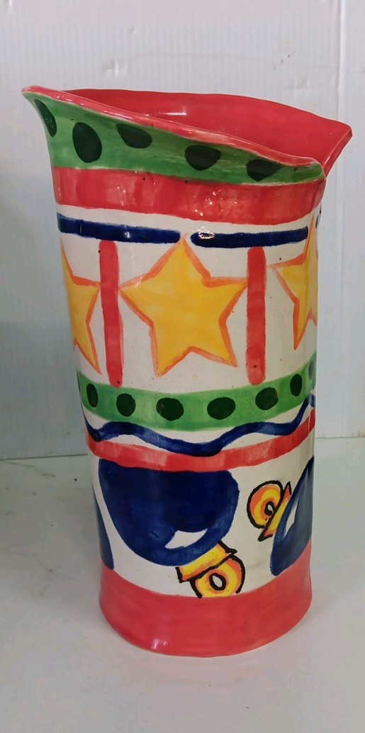 Diane Sharron Pottery Vintage Hand Painted Signed Vase Christmas Ornaments