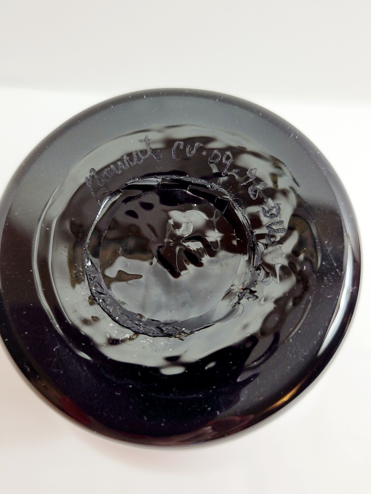 Vtg Nourot Art Glass Vase White Black Red Gold Confetti Swirl Signed 1996