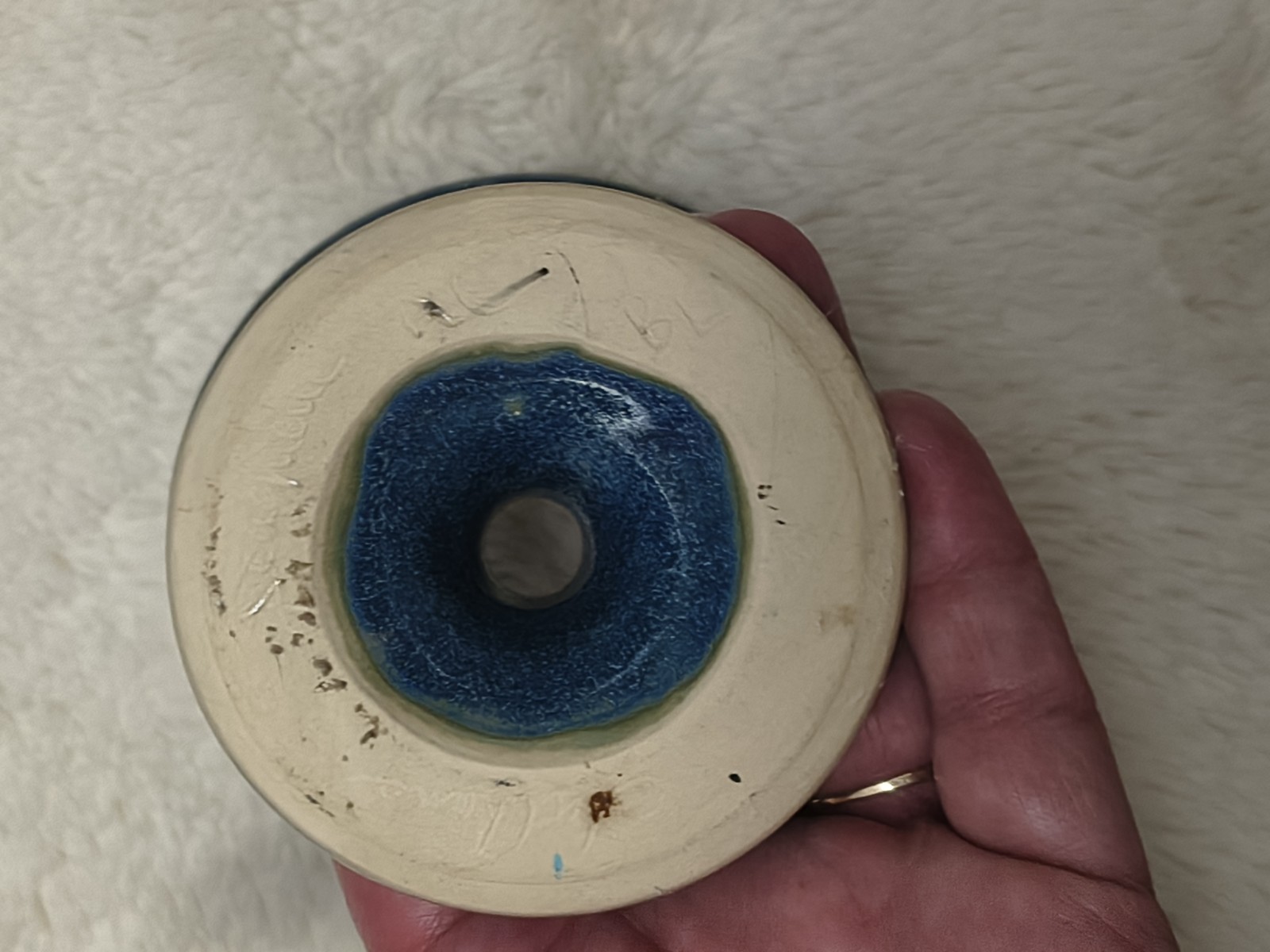 Vintage Art Pottery Earring Holder Organizer Blue Cobalt Jewelry Organizer