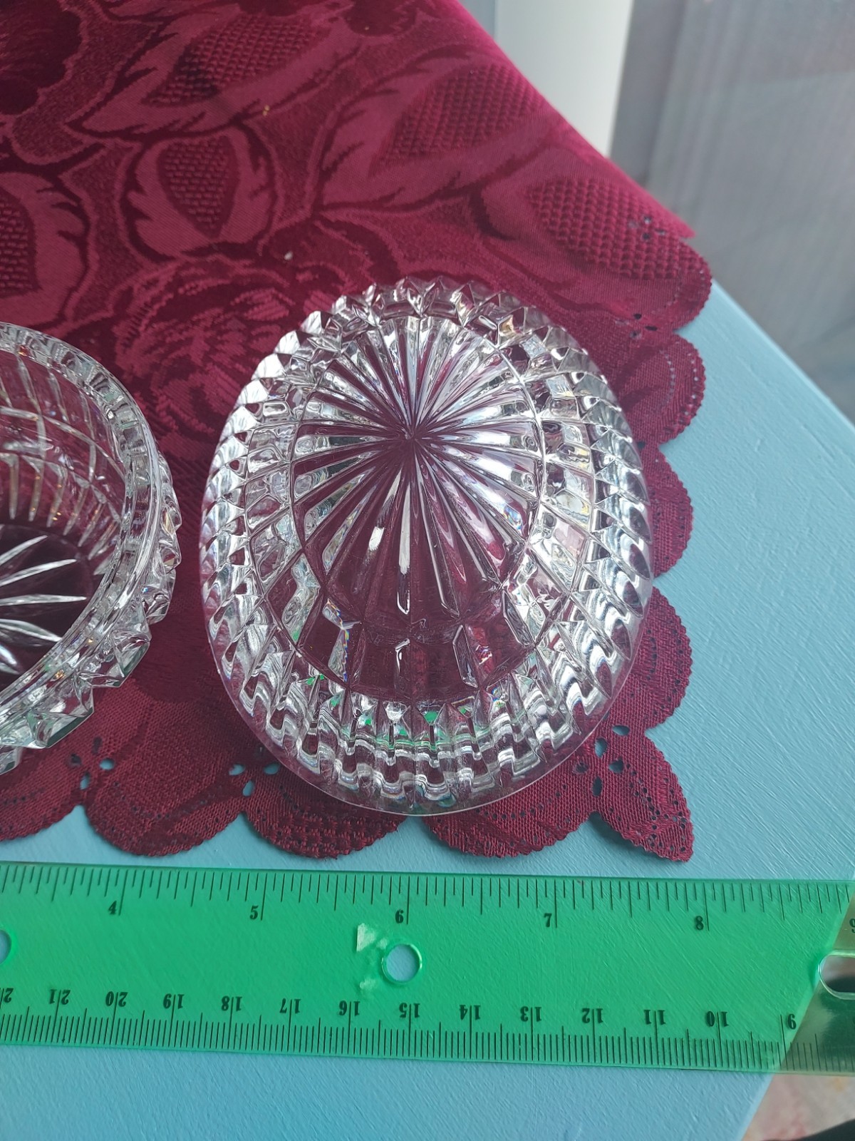 2 Vtg Lidded Crystal Trinket Candy Boxes Gorham Crystal Clear Ind.