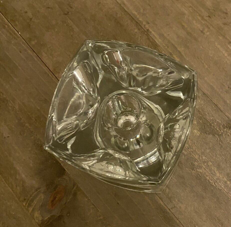 VTG Sklo Union Czech Glass Cube Candle Holder Op Art 60s Rudolf Jurnikl
