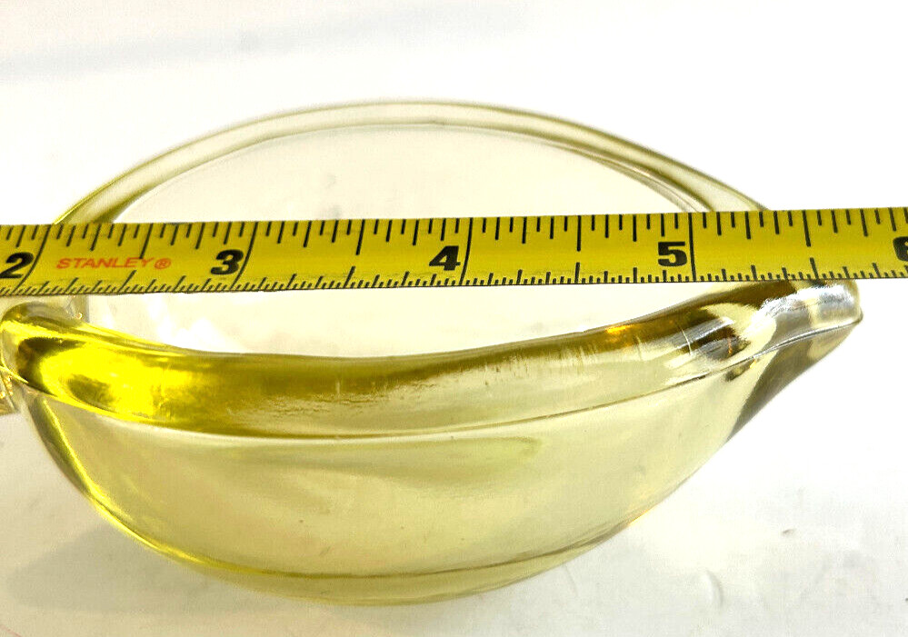 VTG Murano Italian Lemon-Shaped Canary Yellow Trinket Catch-All Dish Bowl 1970s