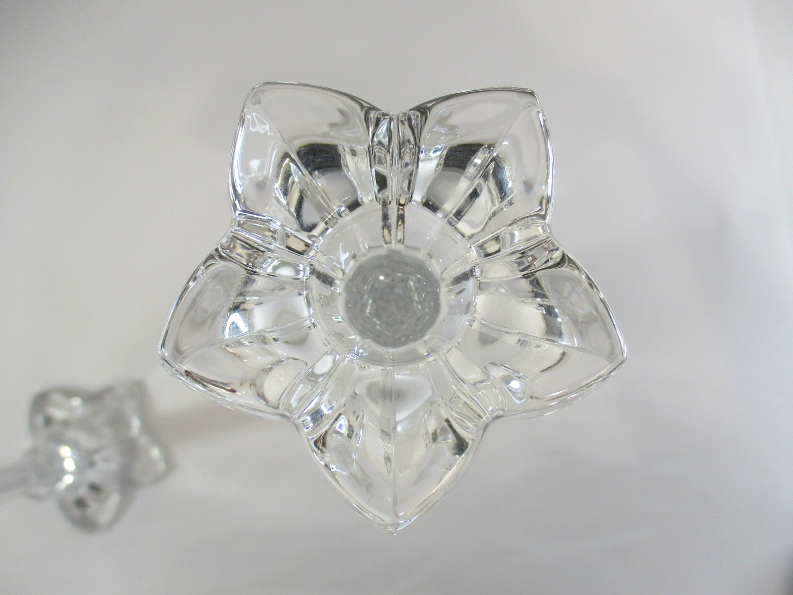 Pair (2) Mikasa Lead Crystal Petal Candle Stick Holders Germany 10-1/4″ & 7-3/4″