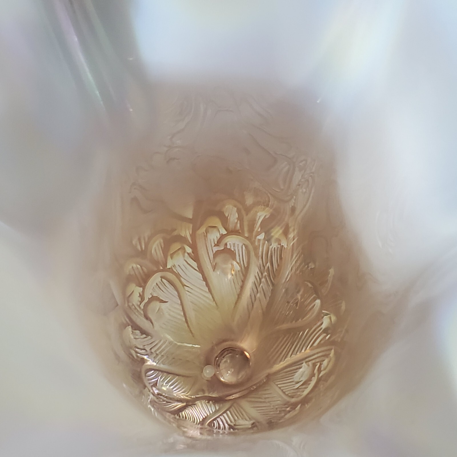 Fenton Pink Iridescent Opalescent Handkerchief Lily of The Valley Vase