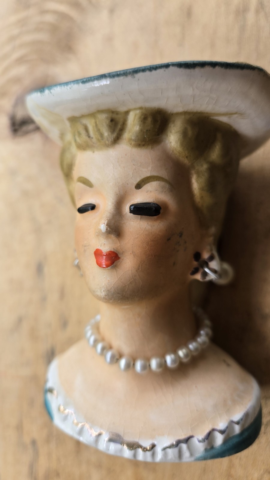 1950s Lady Head Vase Succulent Planter 3.25 Inches Tall