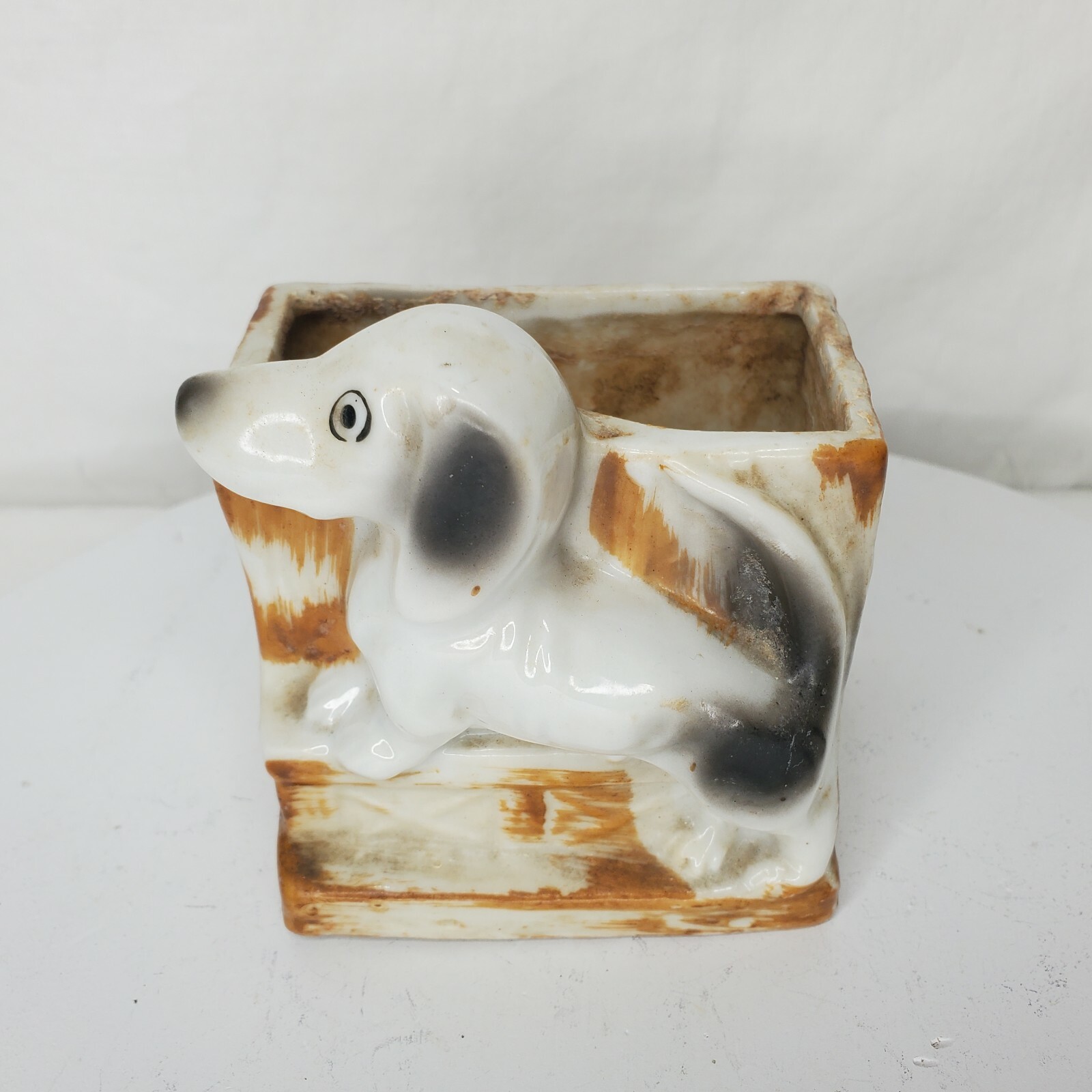 Vintage Ceramic Dog Planter Jack Russell Beagle Pointer Made In Japan