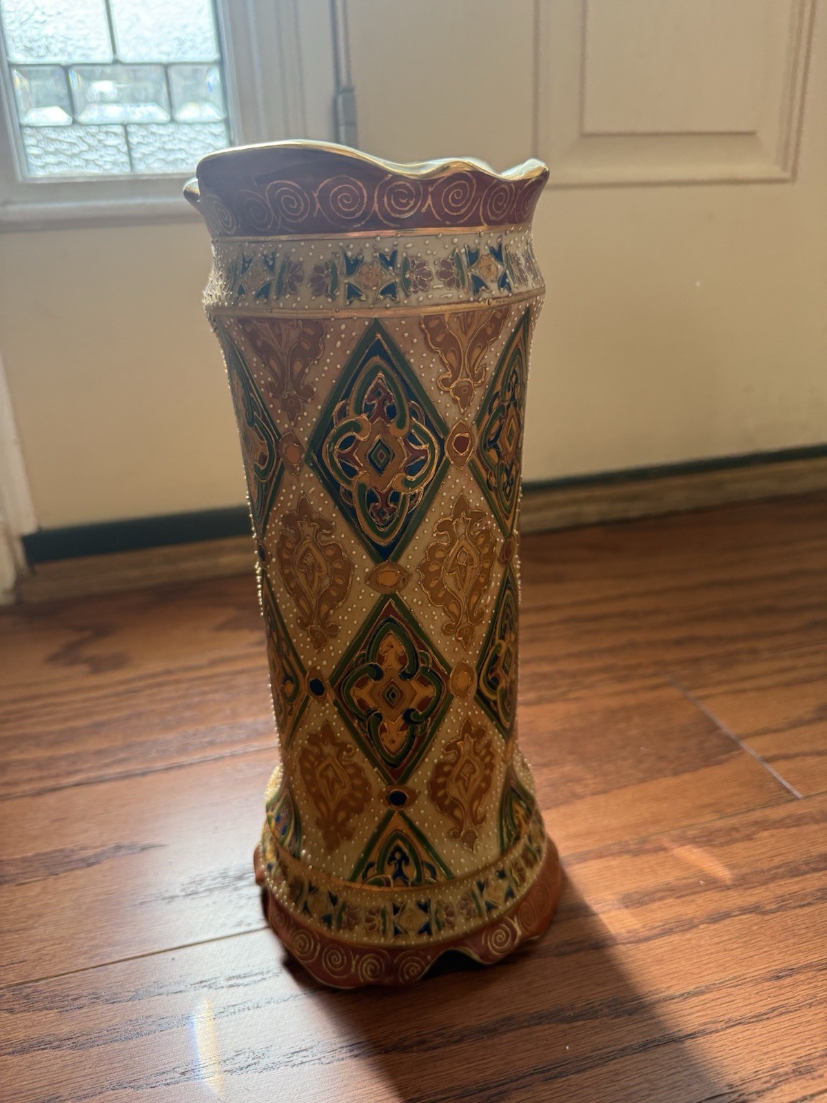 Limoges France Porcelain Vase Victorian Art Nouveau Hand Painted Gilt Enamel